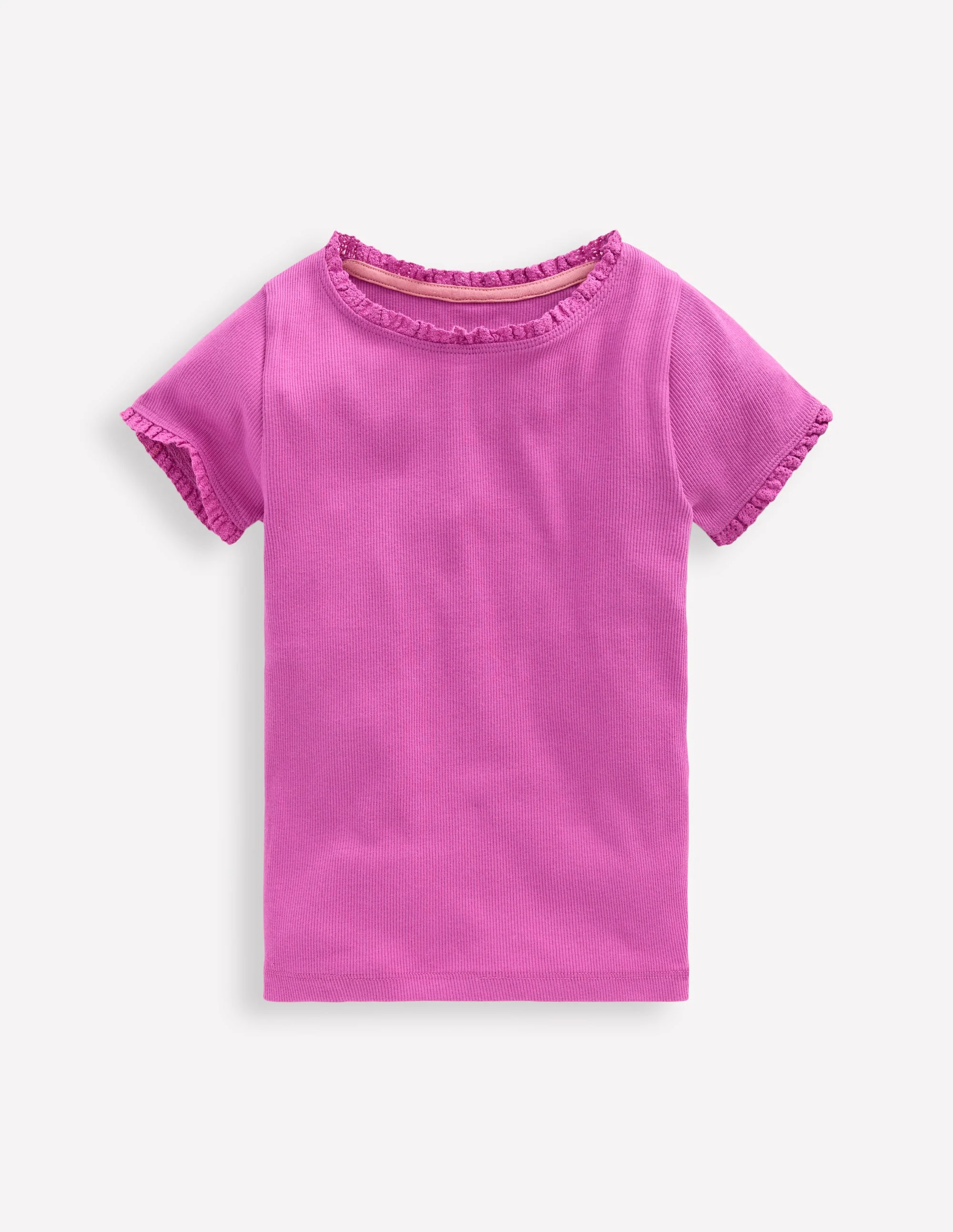Geripptes Kurzarm-T-Shirt-Multi Lace