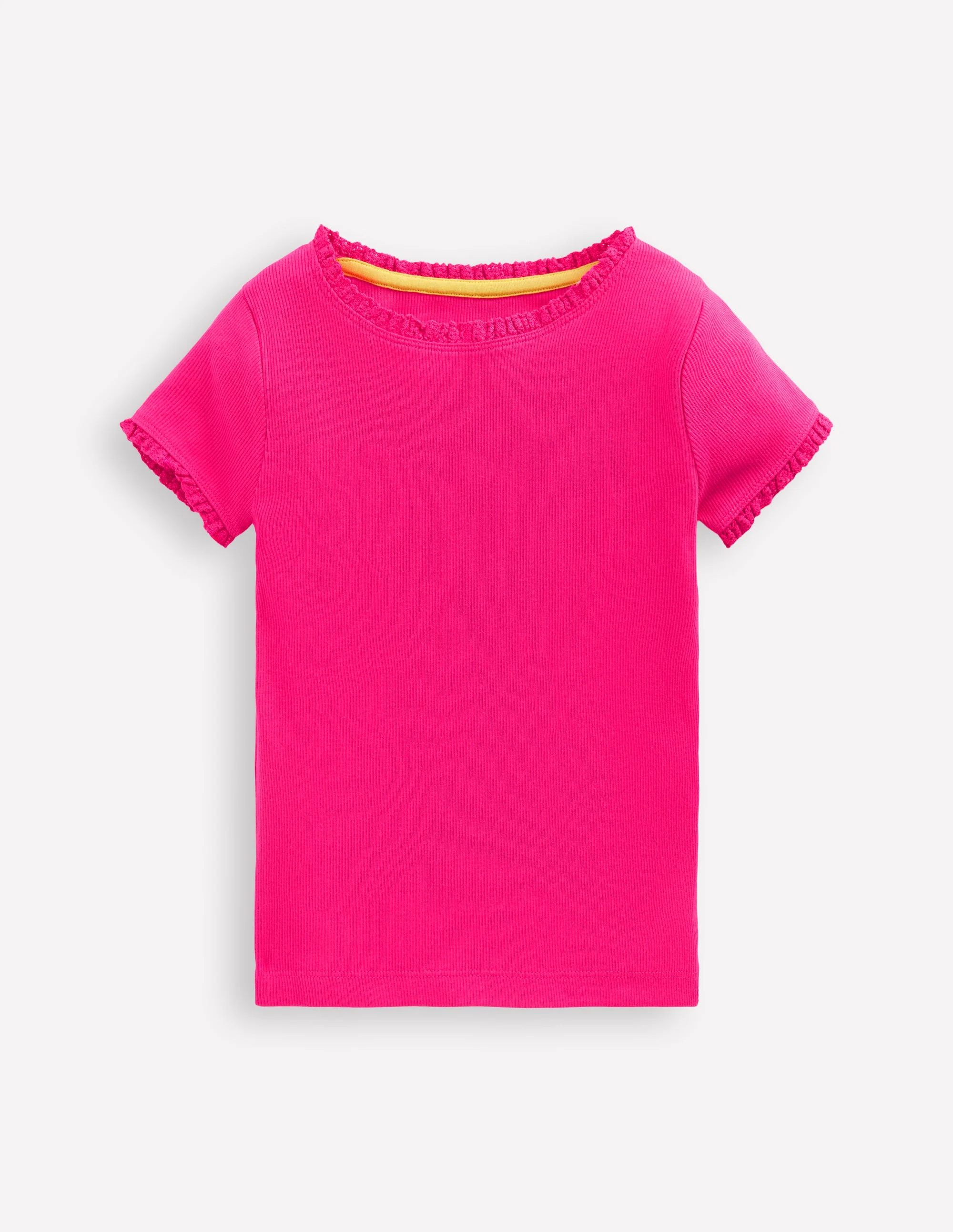Geripptes Kurzarm-T-Shirt-Rosarot