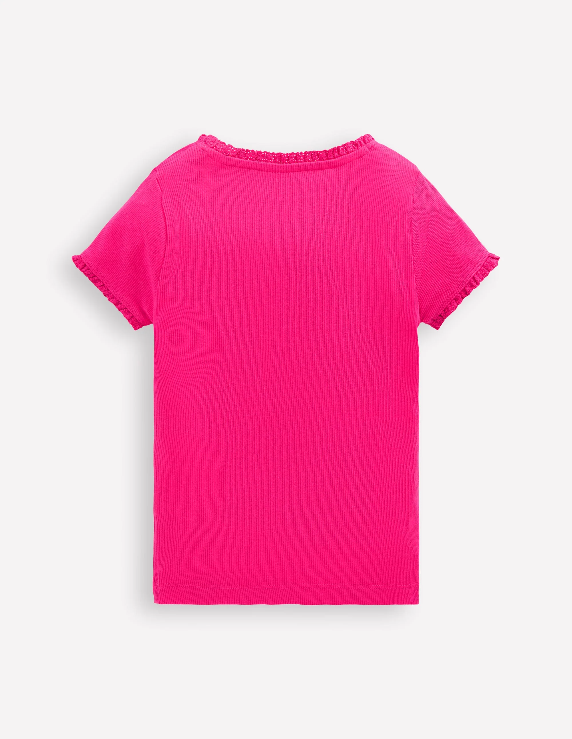 Geripptes Kurzarm-T-Shirt-Rosarot - Image 2
