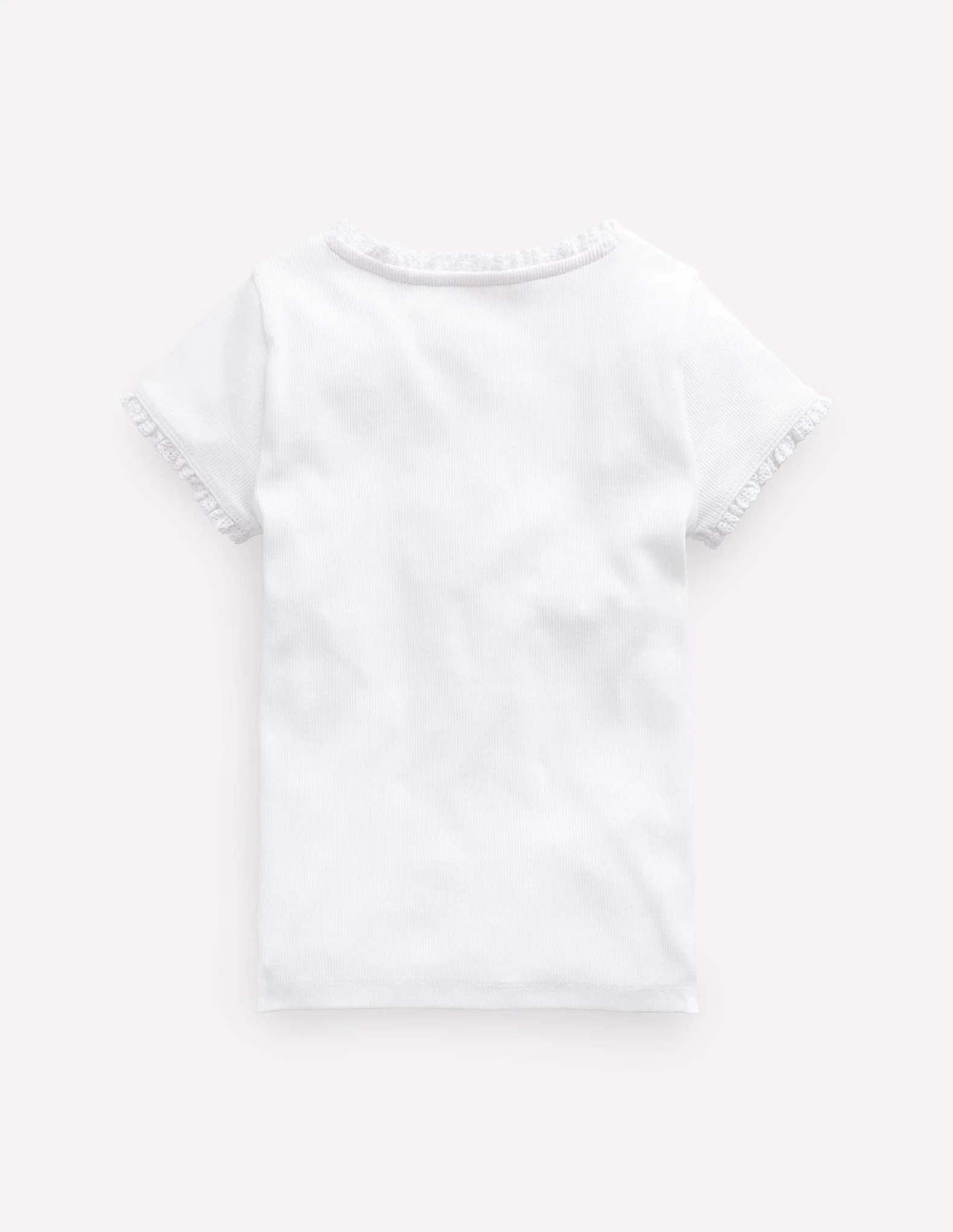 Geripptes Kurzarm-T-Shirt-Weiß - Image 2