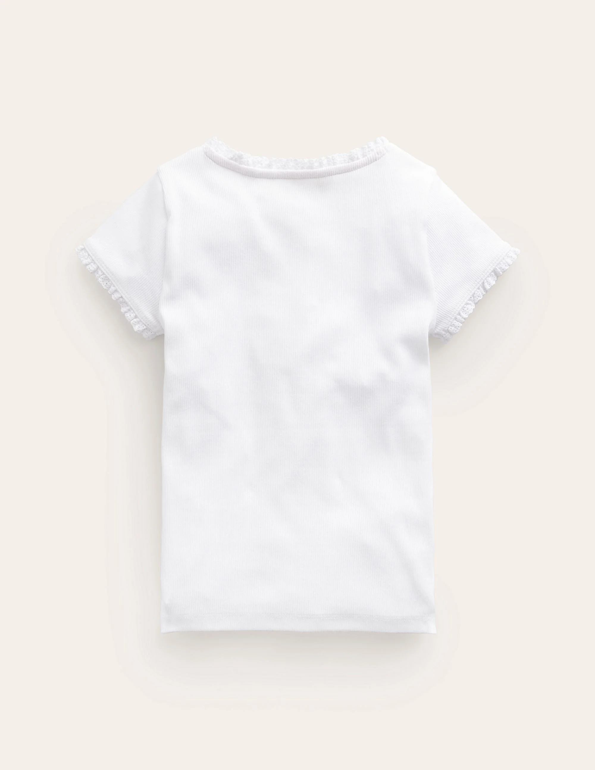 Geripptes Kurzarm-T-Shirt-Weiß - Image 2