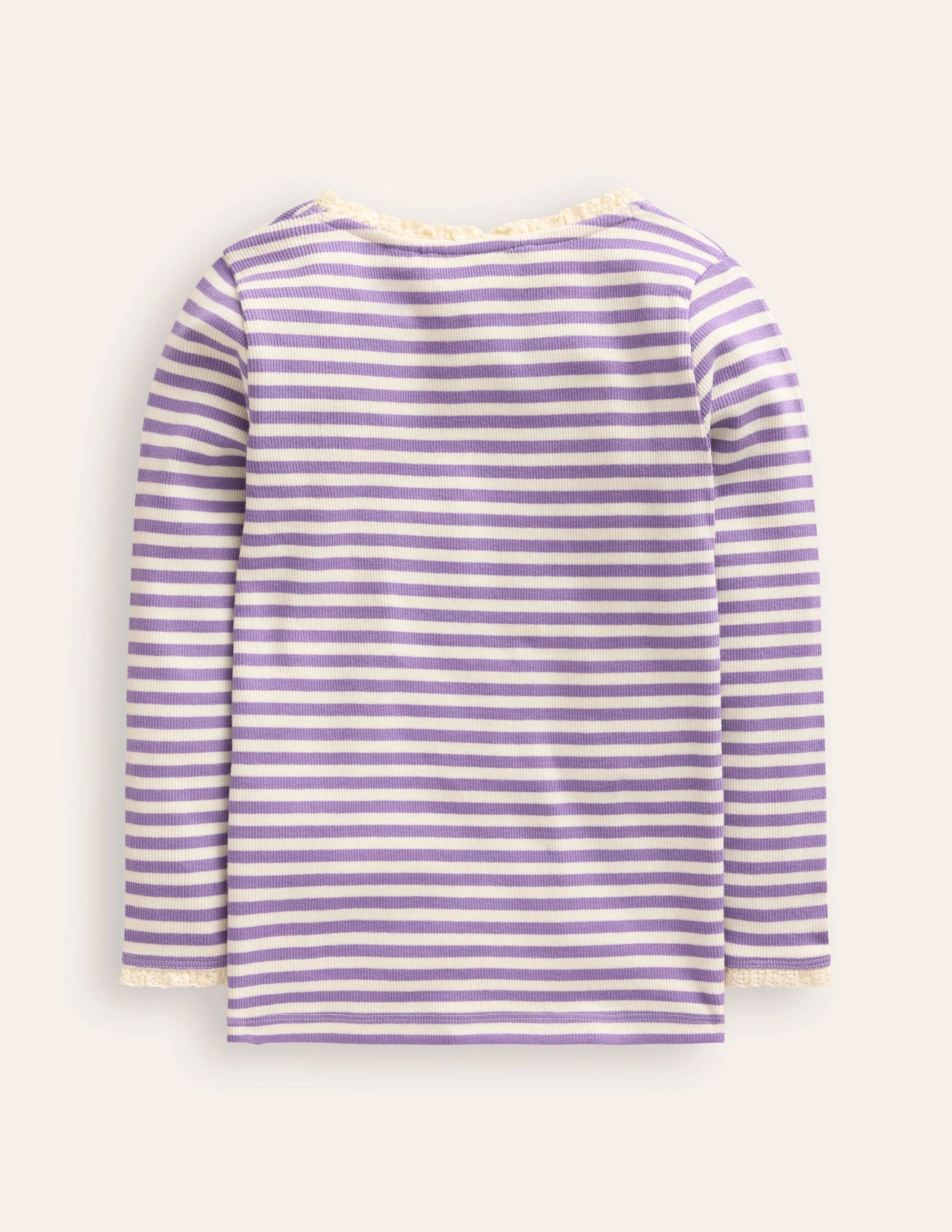 Geripptes Langarmshirt-Asternlila/Naturweiß - Image 2