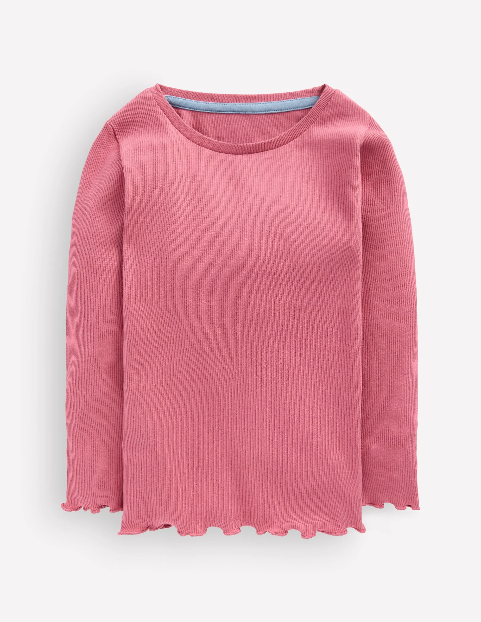 Geripptes Langarmshirt-Rosa Heide