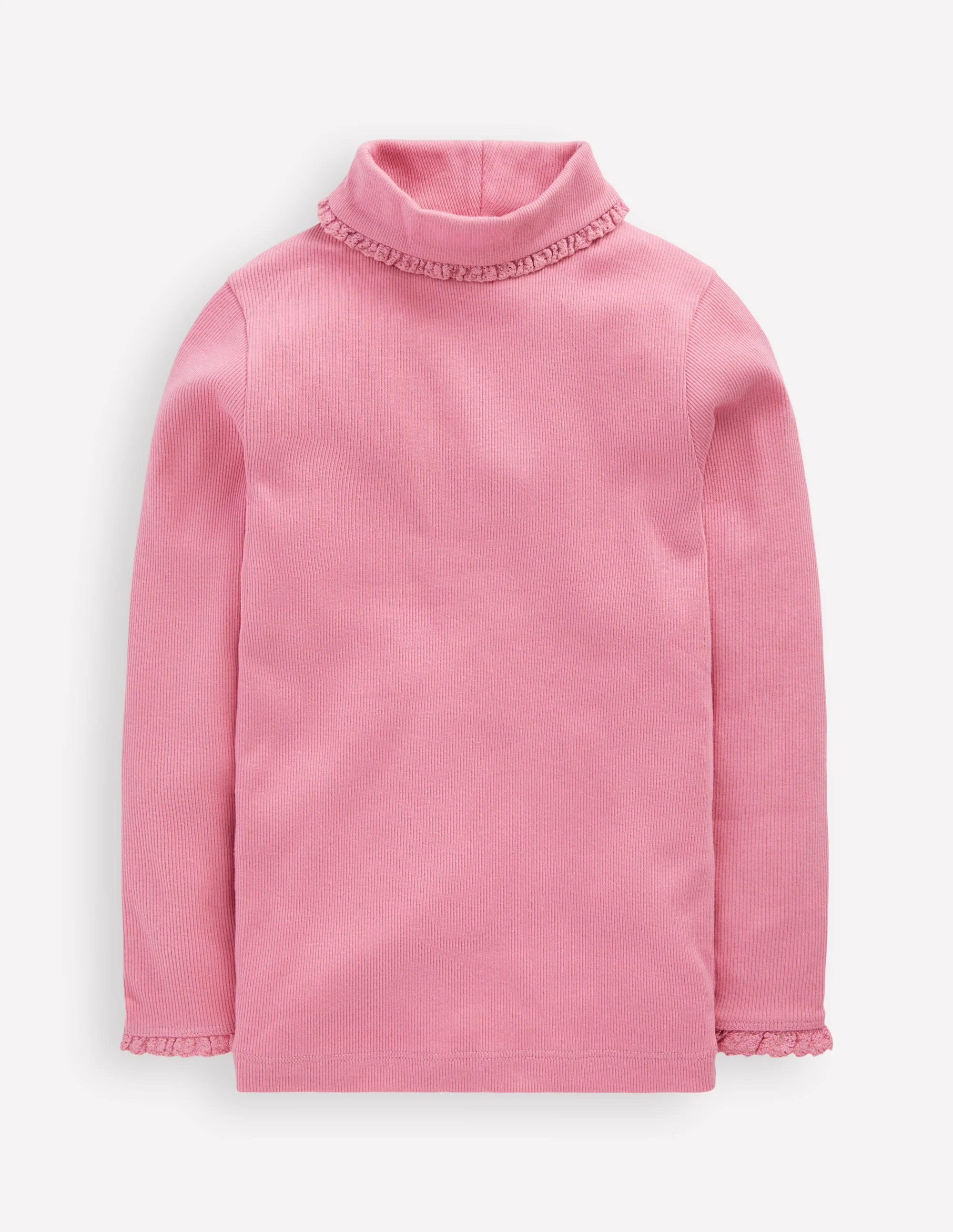 Geripptes Rollkragenoberteil-Rosa Schleier - Image 3