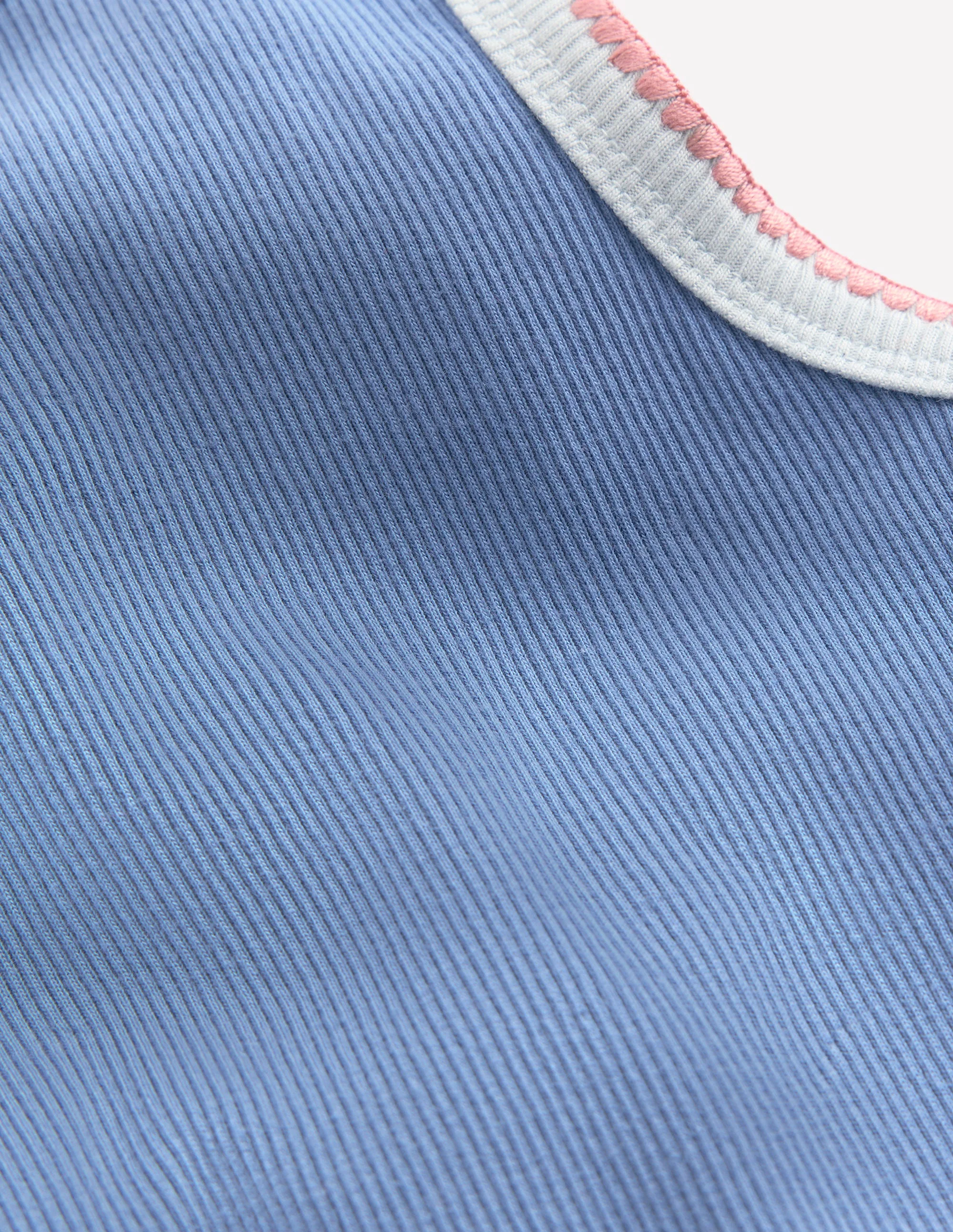 Geripptes Top mit Häkelbesatz-Hellblau - Image 3