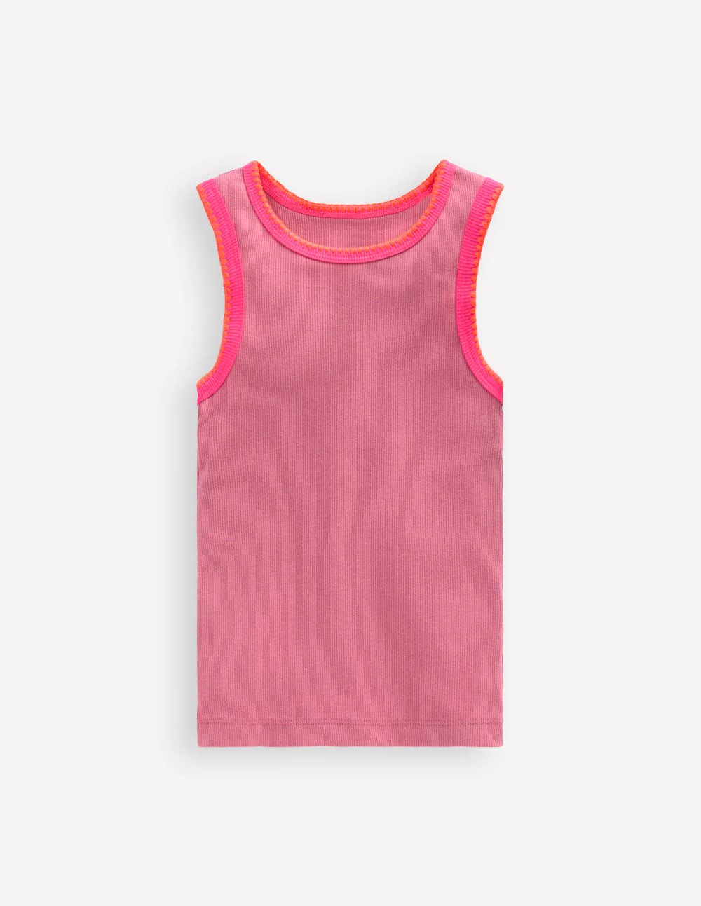 Geripptes Top mit Häkelbesatz-Rosa Schleier