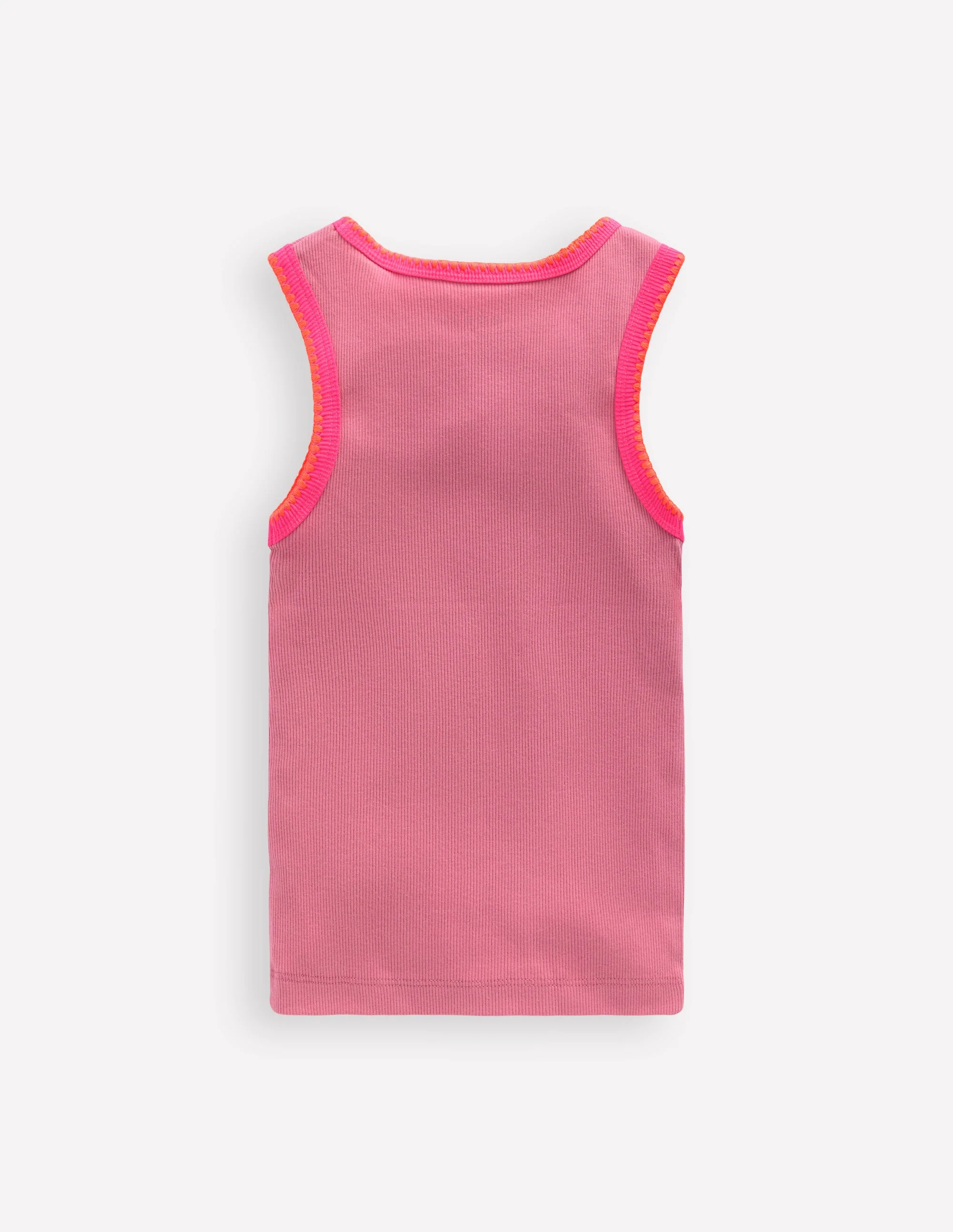 Geripptes Top mit Häkelbesatz-Rosa Schleier - Image 2