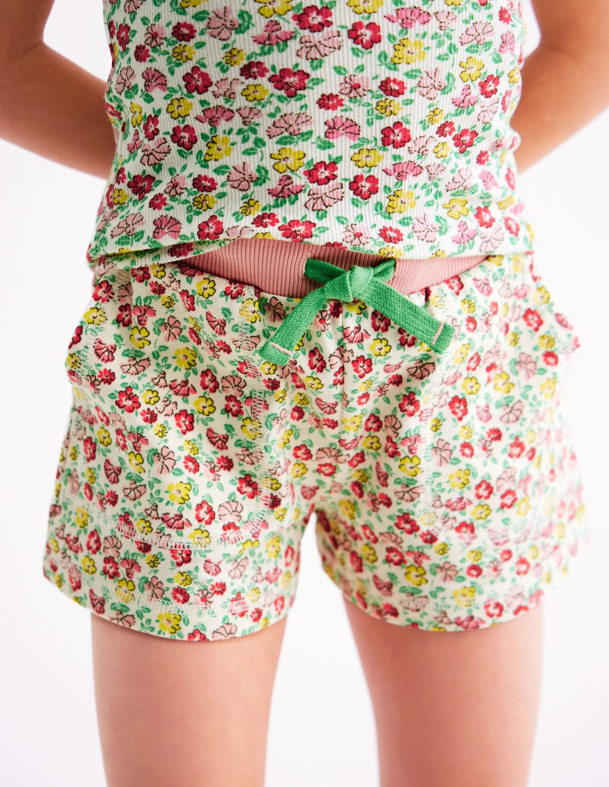 Geripptes Top mit Spitzenbesatz-Bunt Sommer Blumenbeet - Image 3
