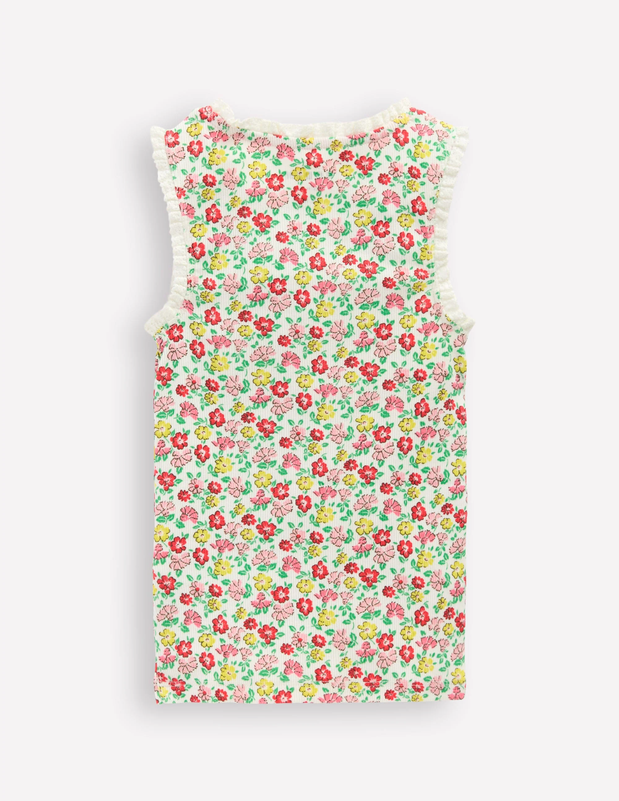 Geripptes Top mit Spitzenbesatz-Bunt Sommer Blumenbeet - Image 5