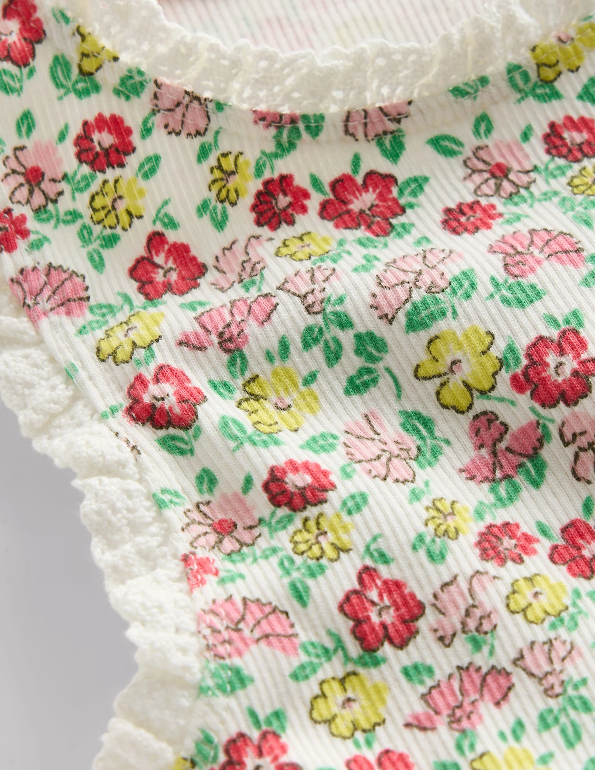 Geripptes Top mit Spitzenbesatz-Bunt Sommer Blumenbeet - Image 6