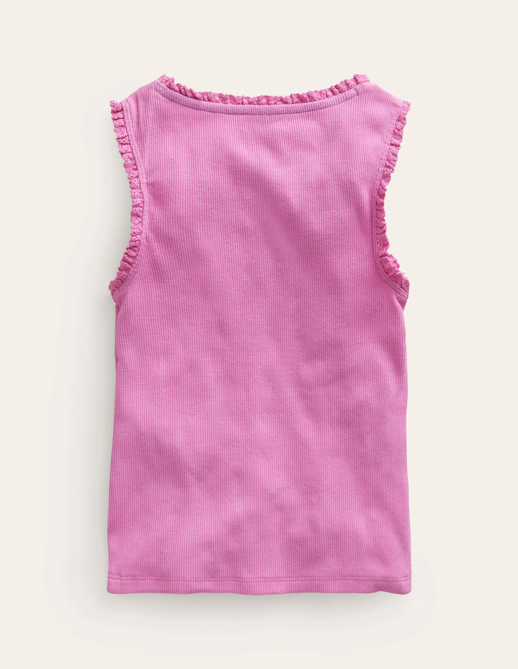 Geripptes Top mit Spitzenbesatz-Pfingstrosen-Rosa - Image 2