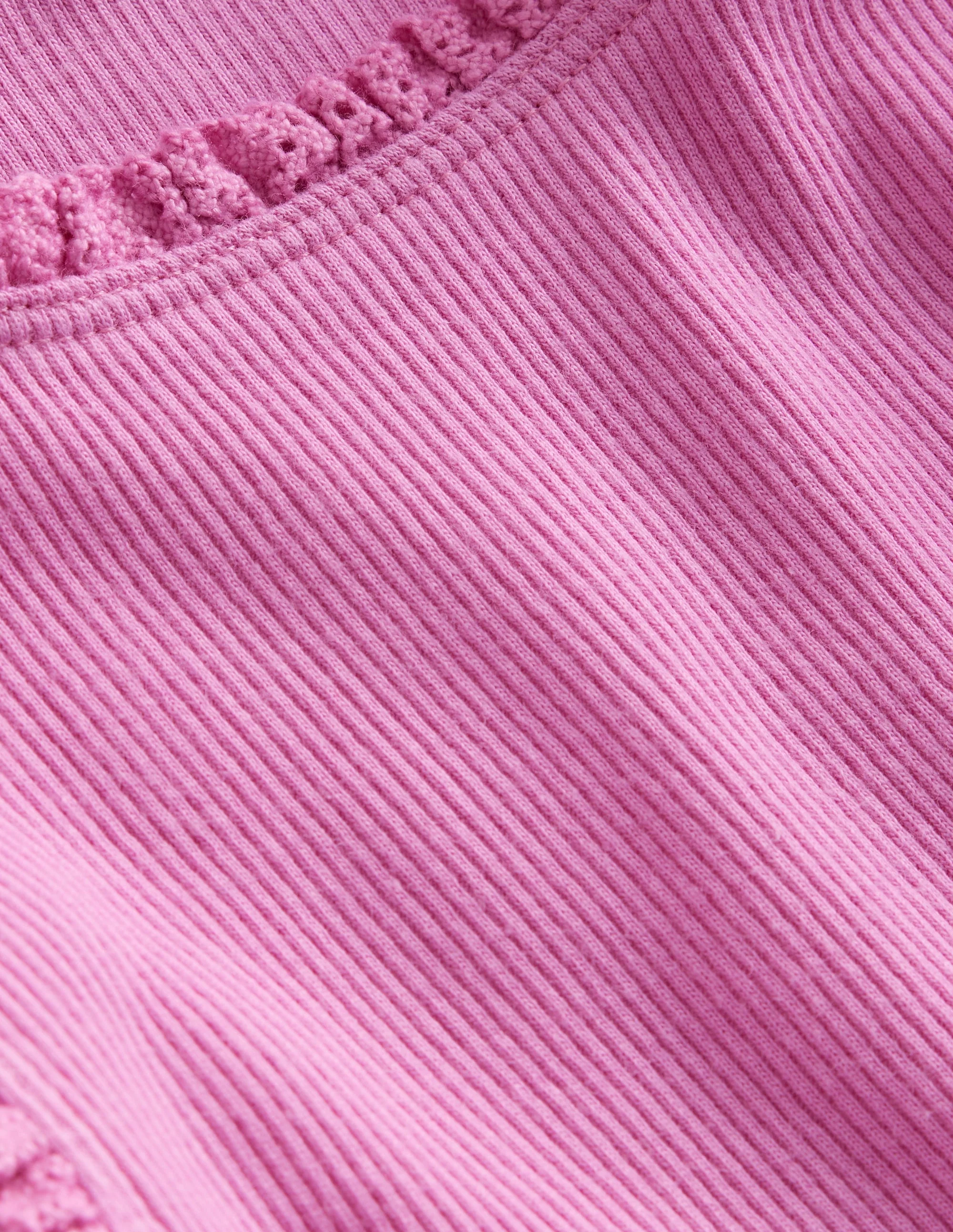 Geripptes Top mit Spitzenbesatz-Pfingstrosen-Rosa - Image 3
