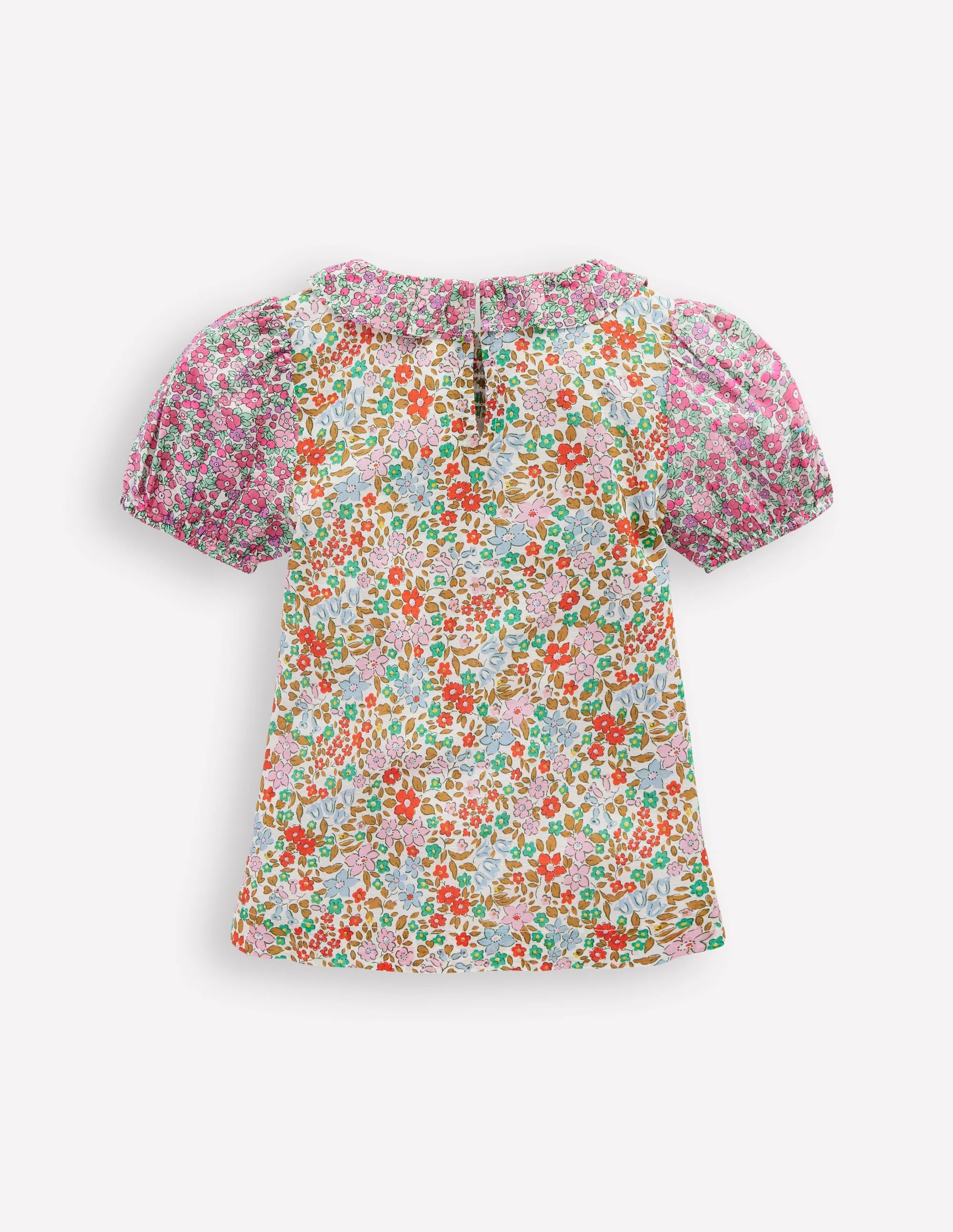 Gesmokte Bluse mit Rüschenausschnitt-Kuddelmuddel Blumenmuster - Image 2