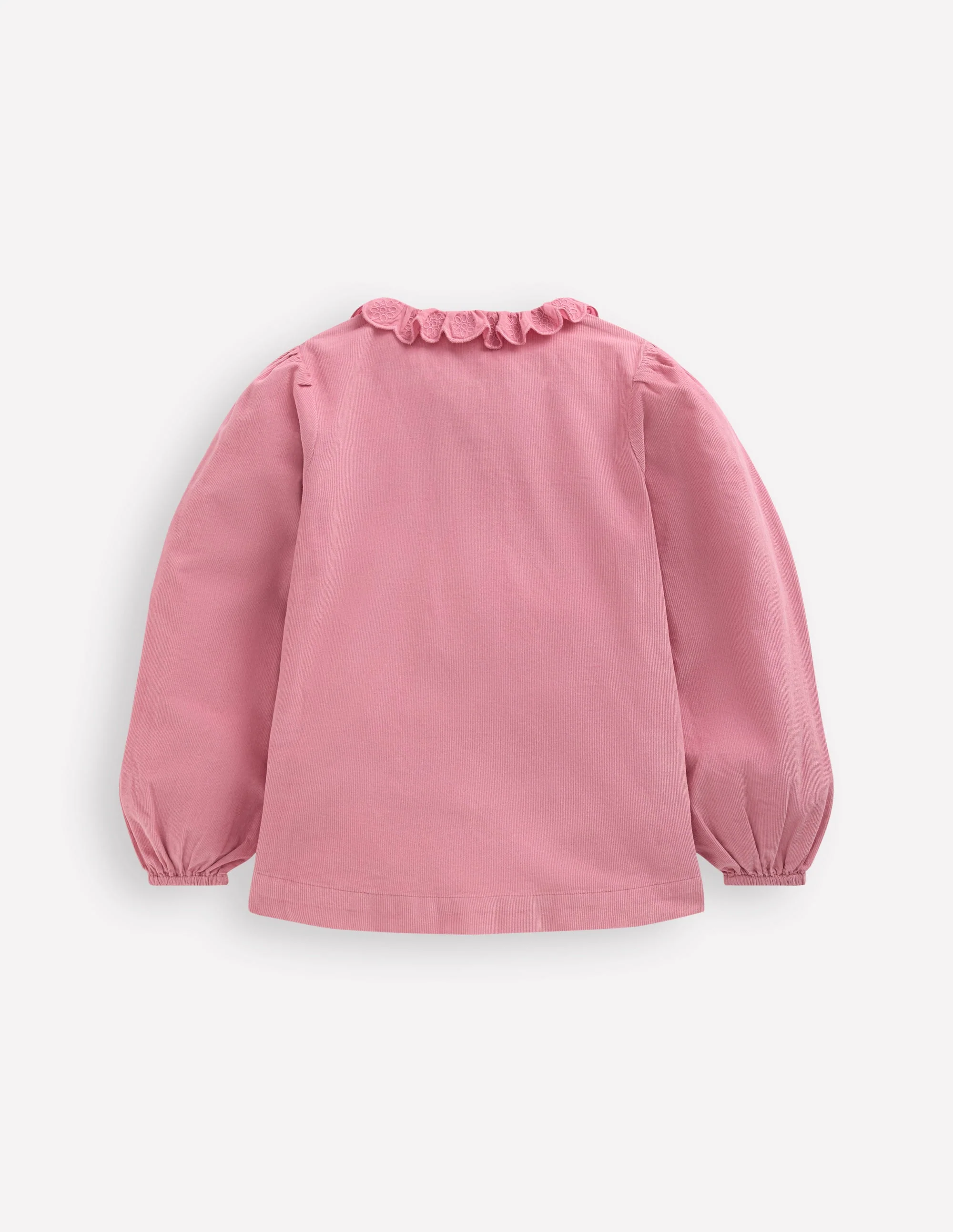 Gesmoktes Hemd mit Muschelsaum am Kragen-Rosa Cord - Image 4