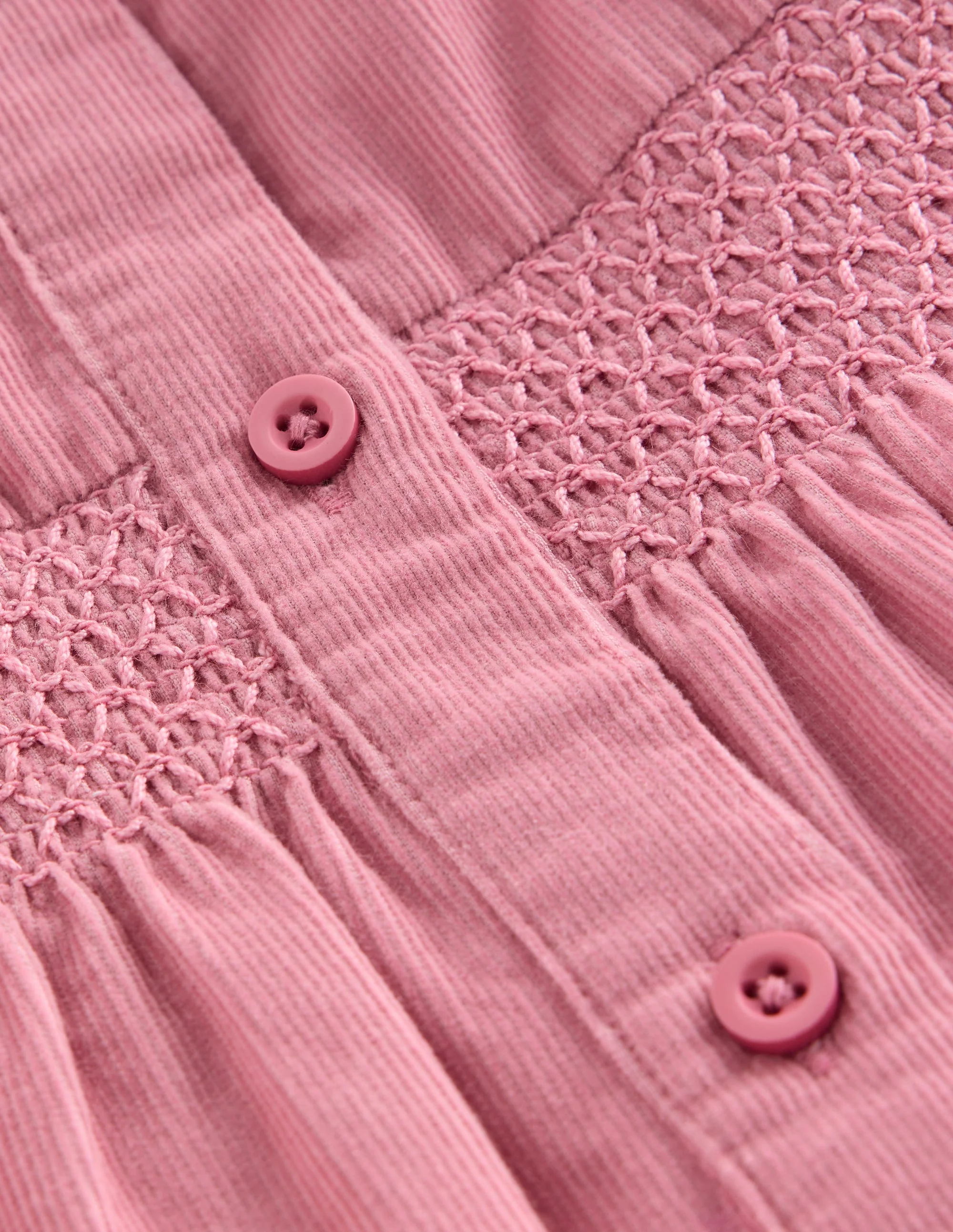 Gesmoktes Hemd mit Muschelsaum am Kragen-Rosa Cord - Image 5