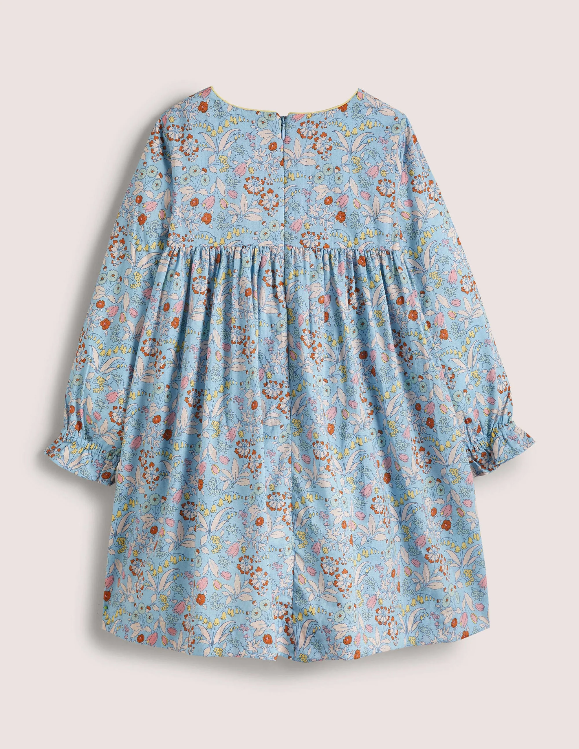 Gesmoktes Kleid mit langen Ärmeln-Graublau - Image 2