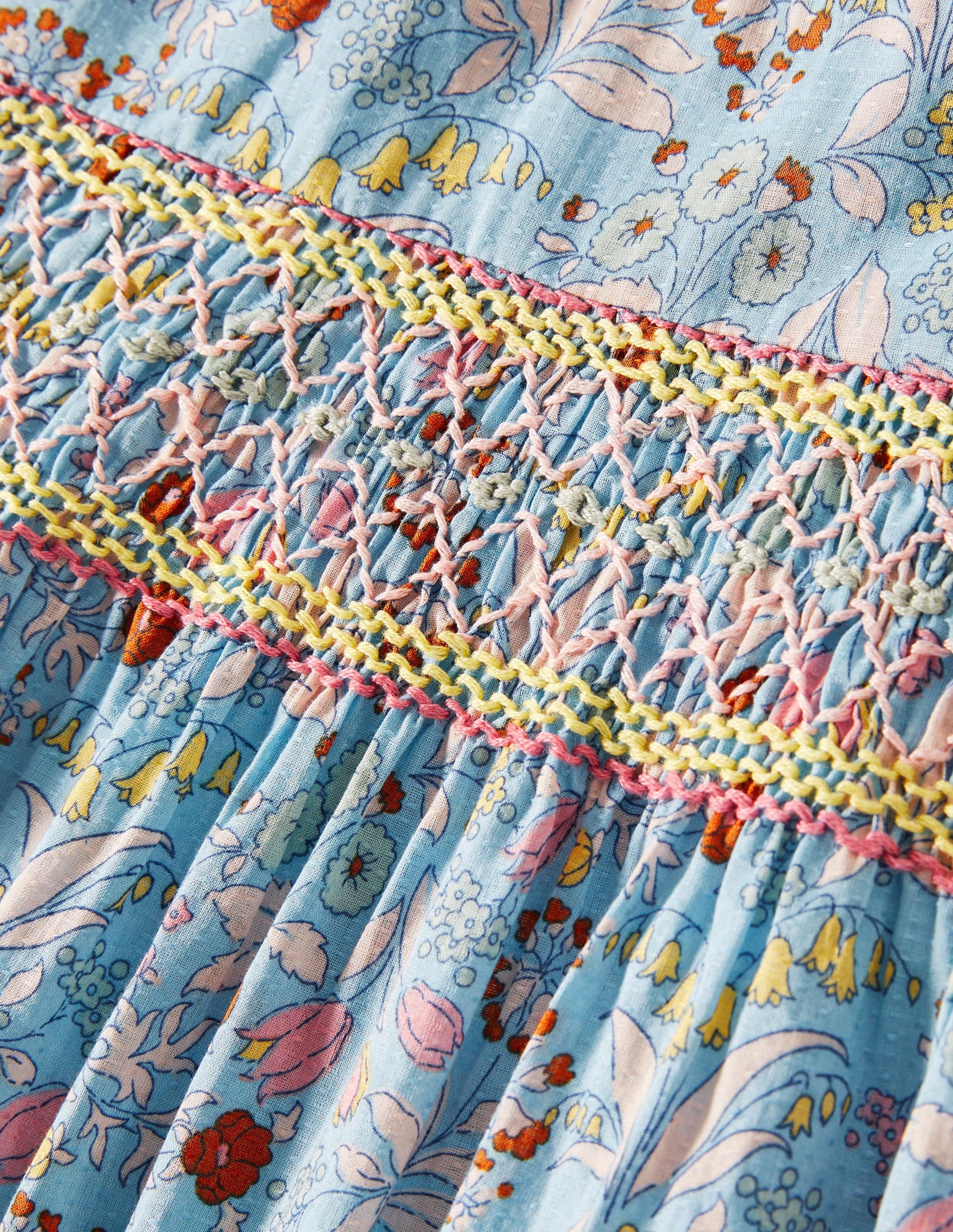 Gesmoktes Kleid mit langen Ärmeln-Graublau - Image 3