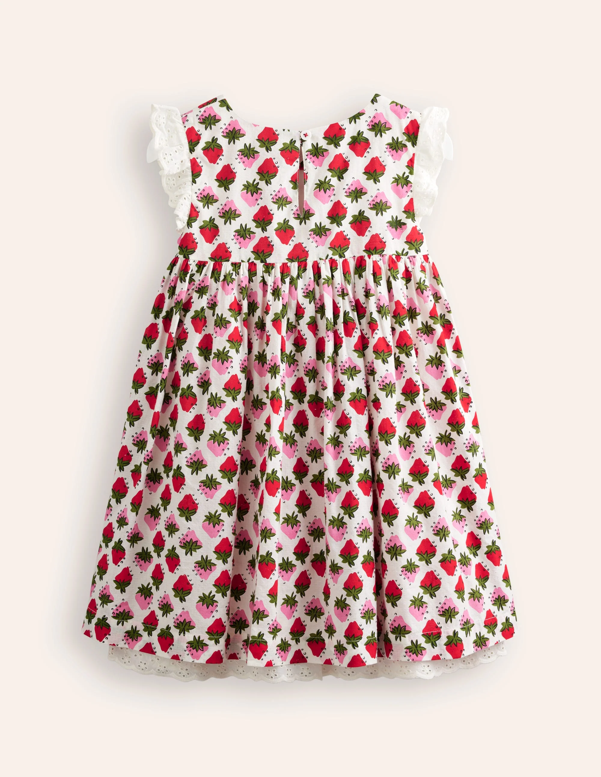 Gesmoktes Kleid mit Spitzenbesatz-Vintage Erdbeere Stempel - Image 2