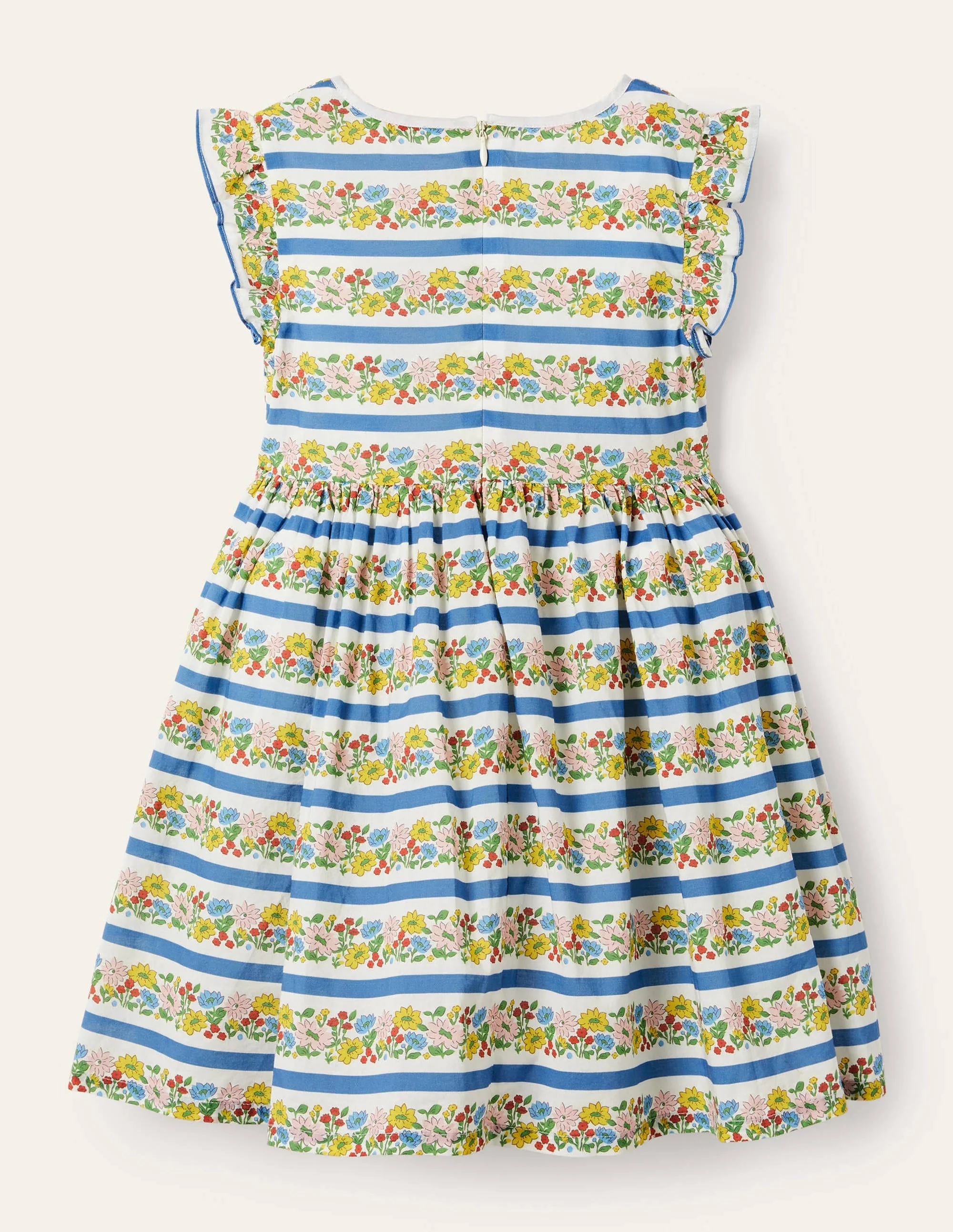 Gesmoktes Webkleid-Bunt, Blumenstreifen - Image 2