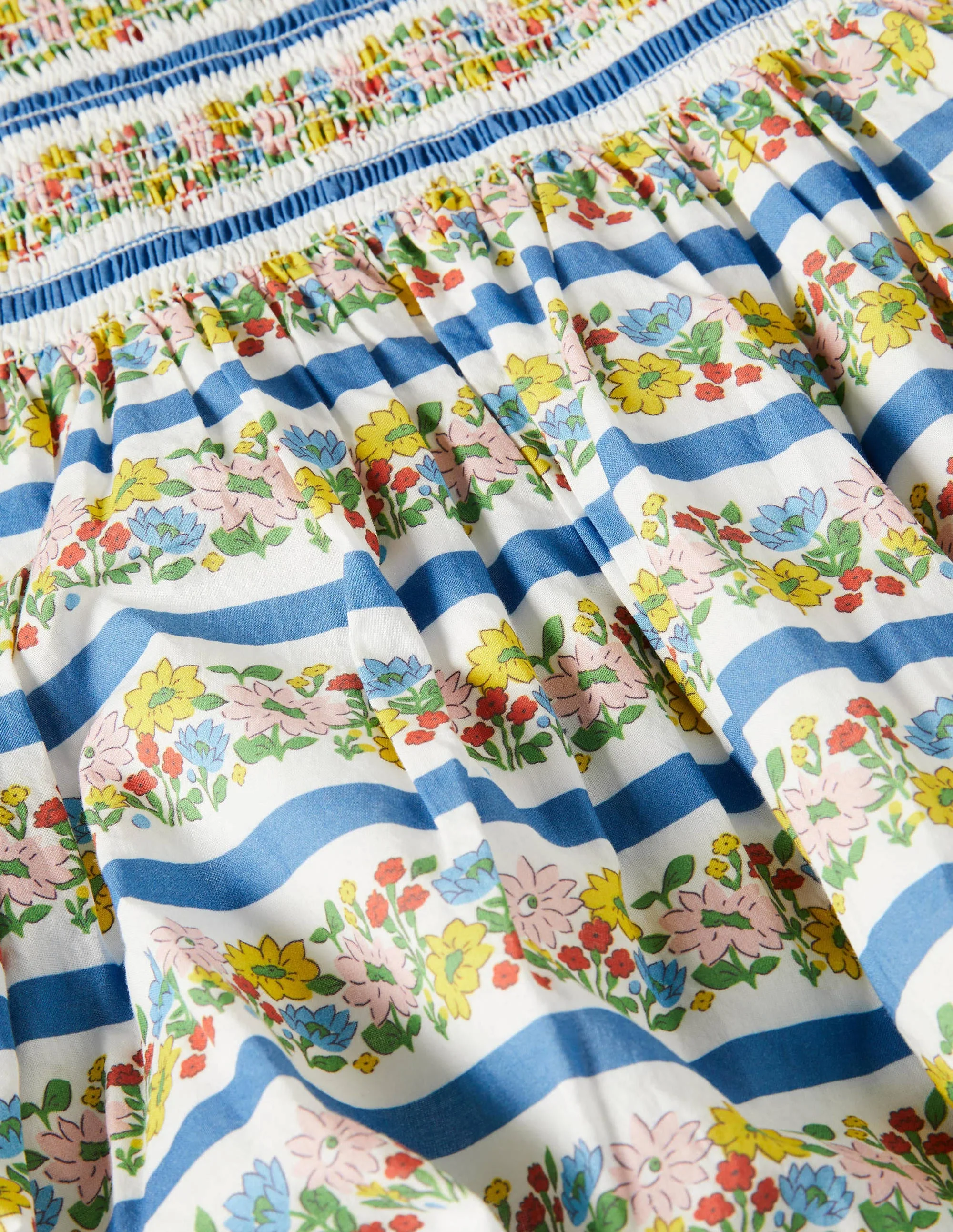 Gesmoktes Webkleid-Bunt, Blumenstreifen - Image 3