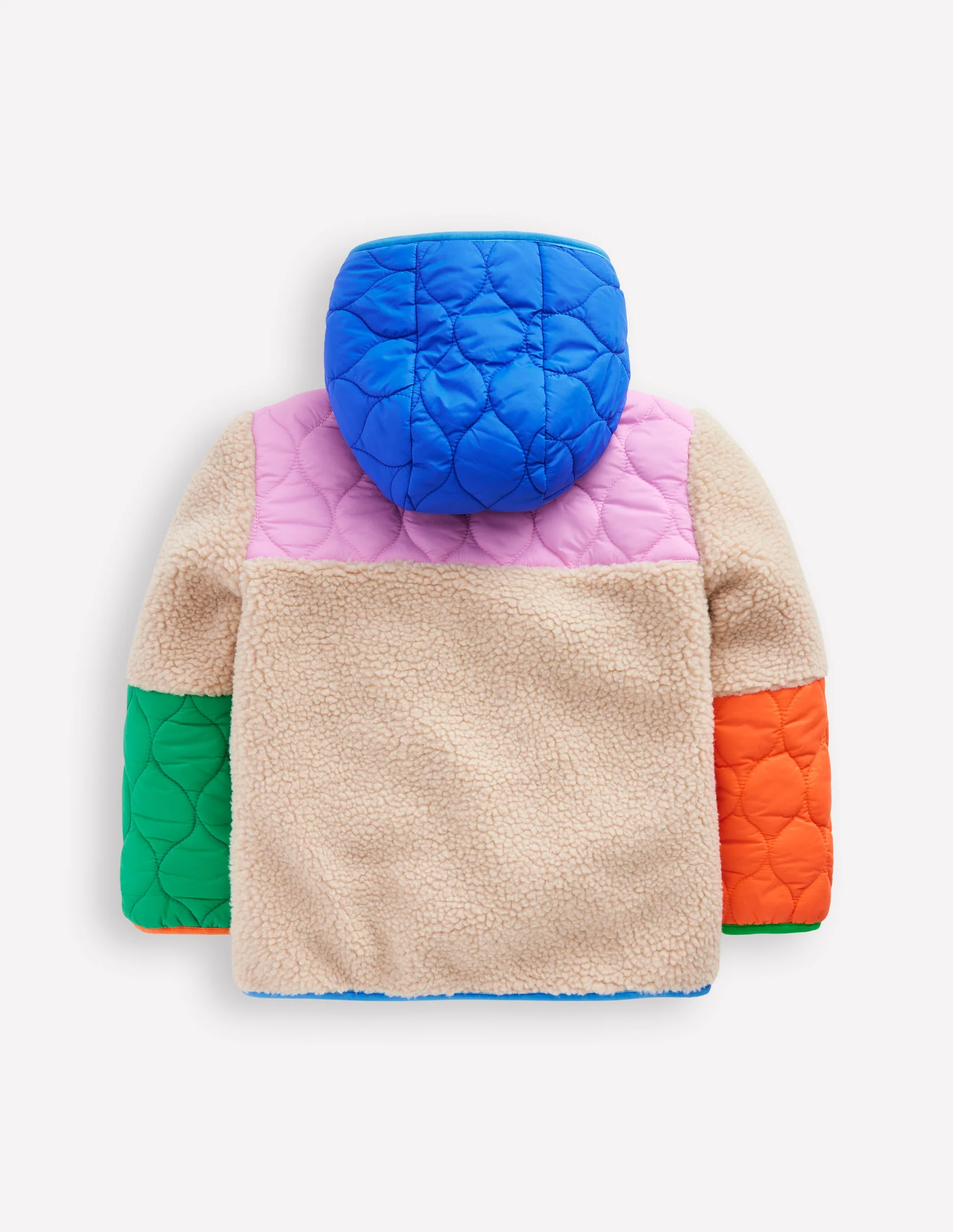 Gesteppte Jacke aus Teddyfell-Mix-Bunt, Blockfarben - Image 2