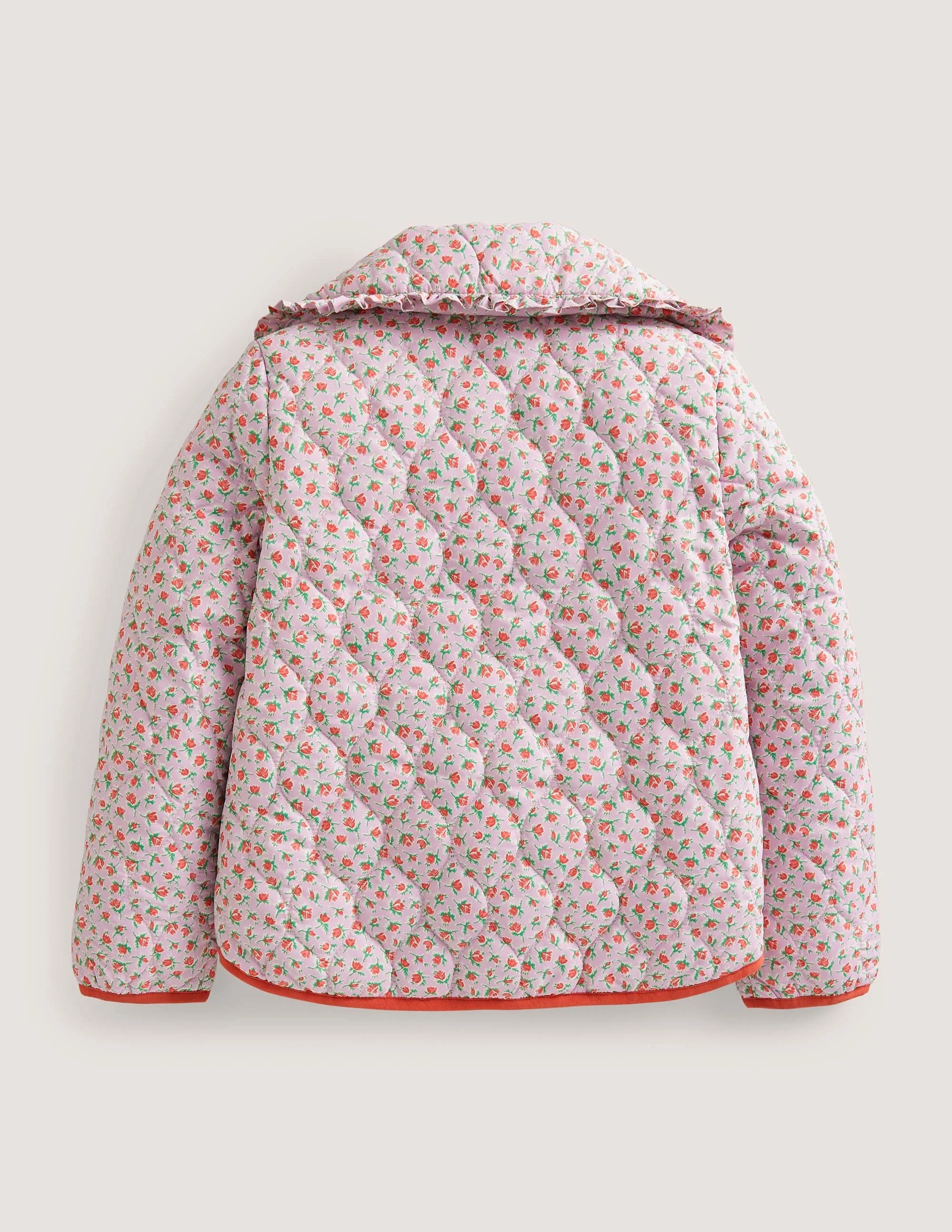 Gesteppte Jacke mit großem Kragen-Fliederrosa, Vintage-Blumenmuster - Image 2