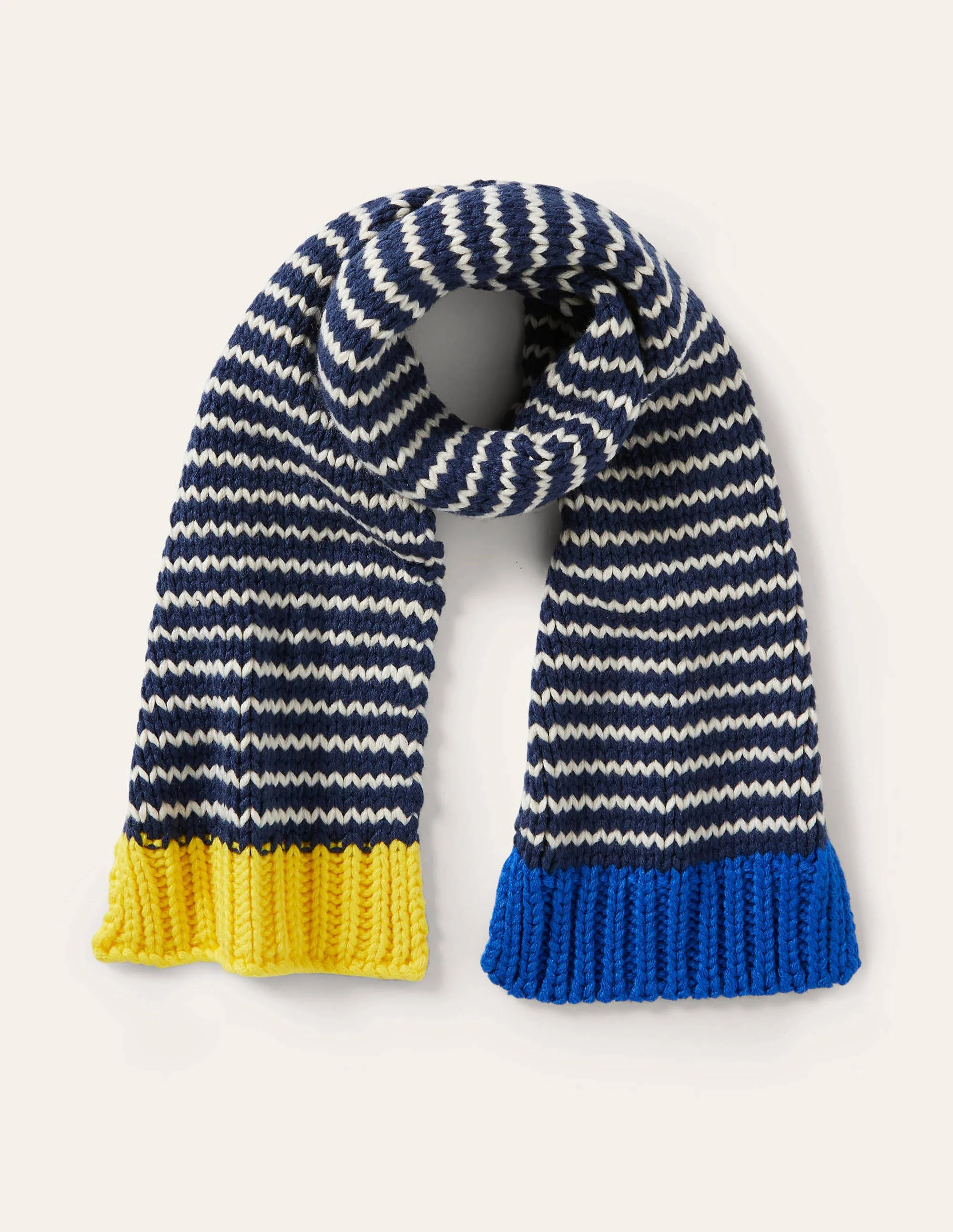 Gestreifter Strickschal-Schuluniform-Navy/Naturweiß - Image 2
