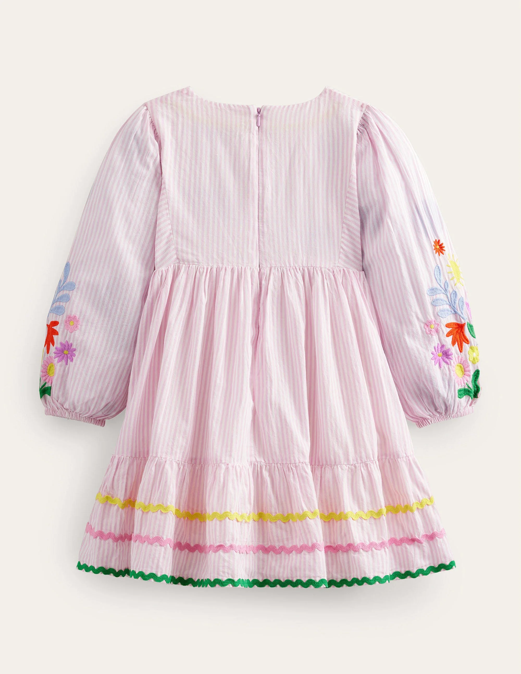 Gestreiftes Kleid mit Stickerei-Cameo-Rosa - Image 2
