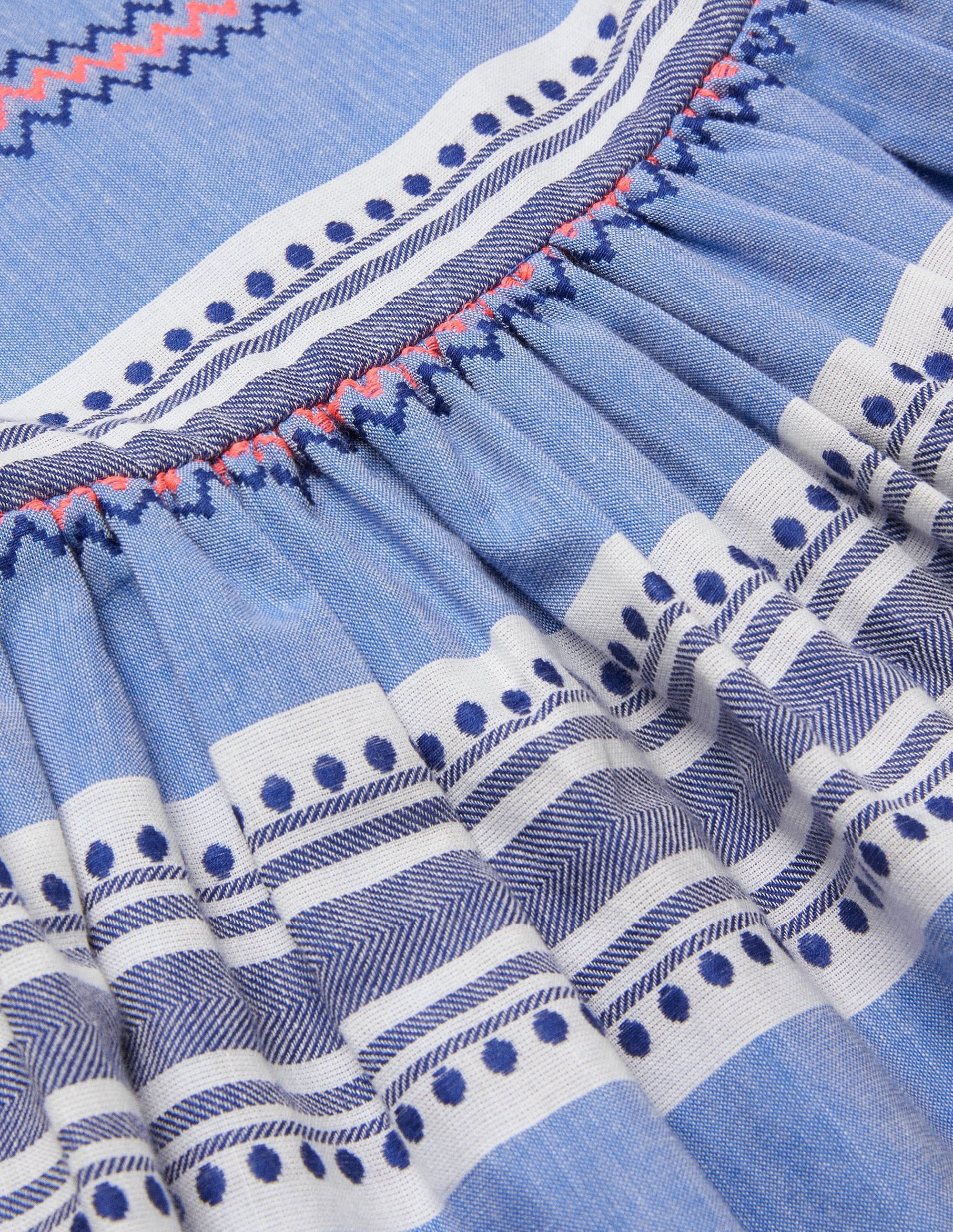 Gestreiftes Sommerkleid mit Quasten-Segelblau/Pink, Sonnenuntergang - Image 3