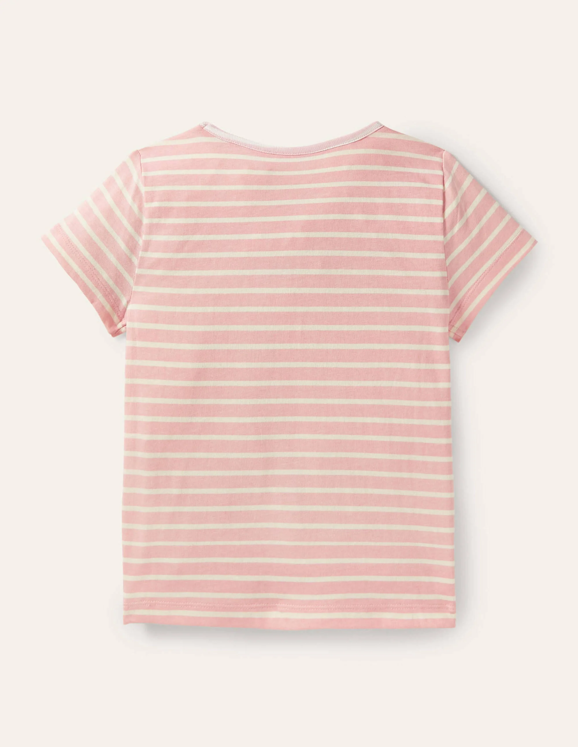 Gestreiftes T-Shirt mit Motiv-Delfinrosa/Naturweiß, Regenbogen - Image 2