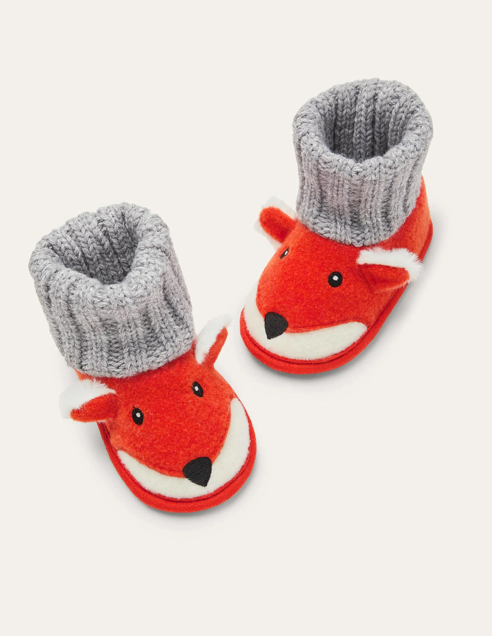 Gestrickte Fuchs-Hausschuhstiefel-Herbstliches Orange