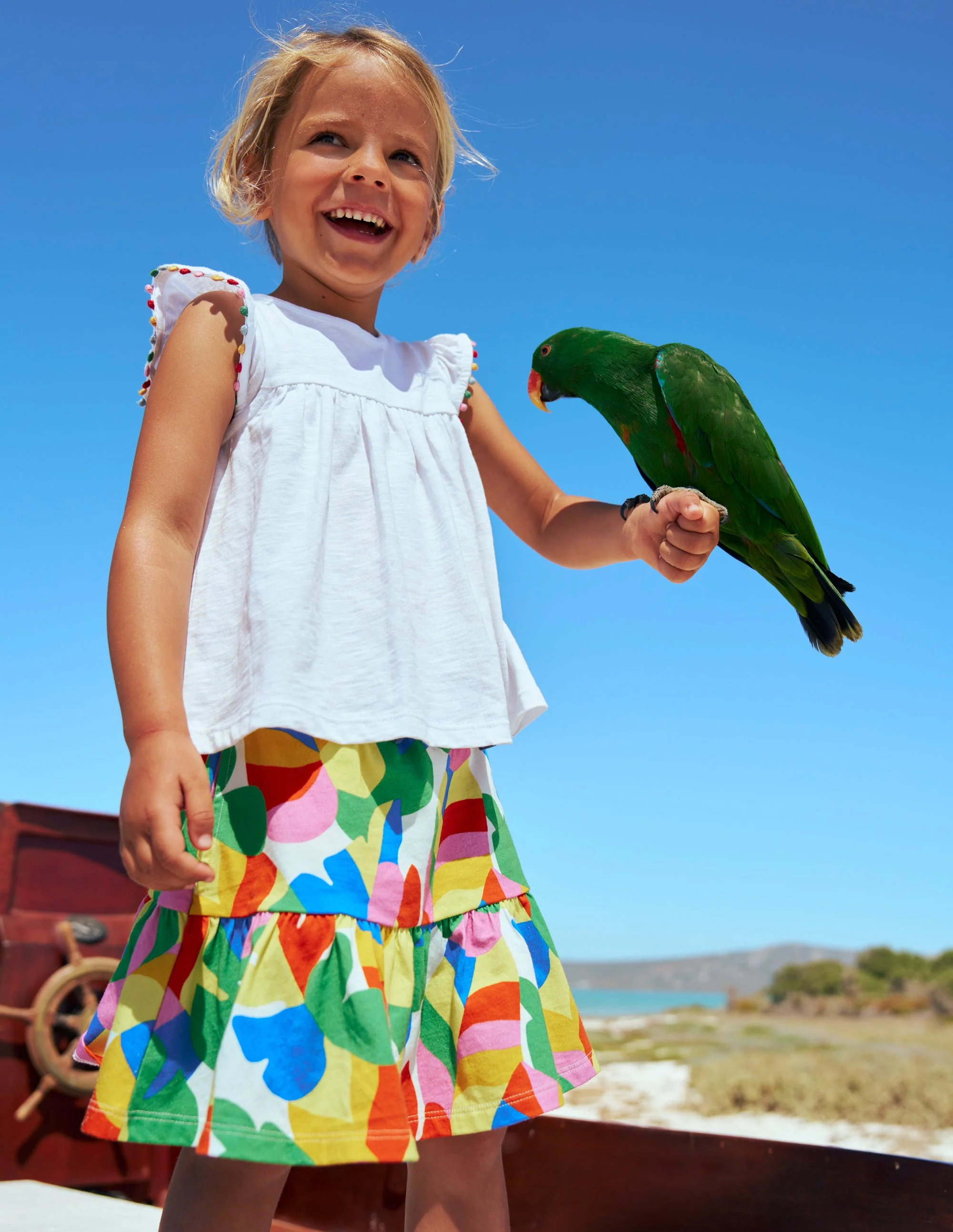 Gestufter Jersey-Skort-Bunt Abstrakt Palme - Image 5