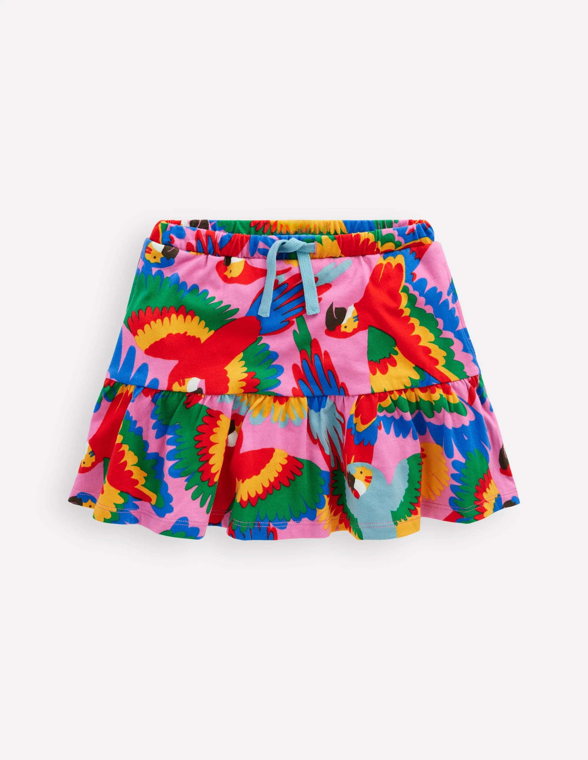 Gestufter Jersey-Skort-Bunt Regenbogen Papagei