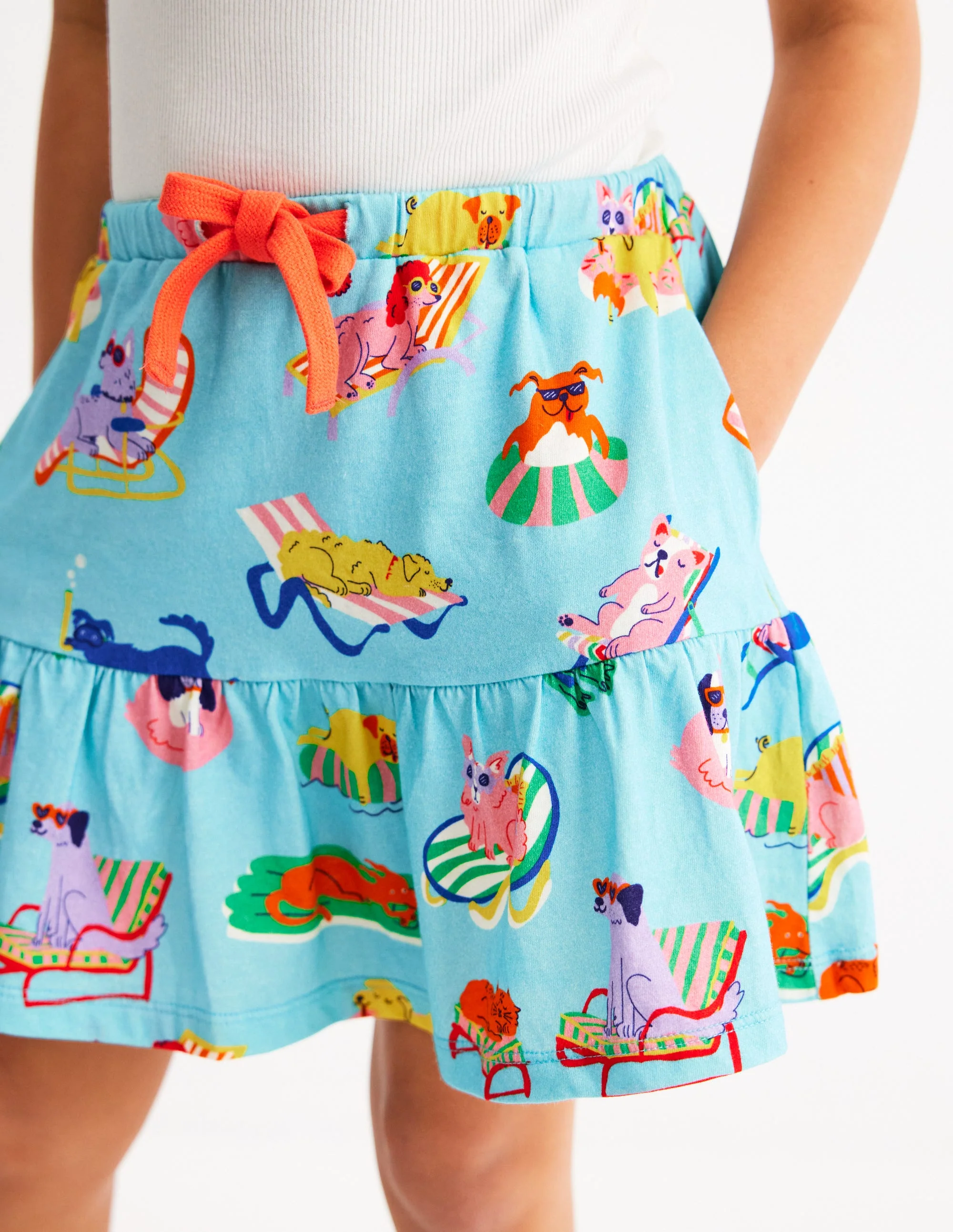 Gestufter Jersey-Skort-Karibikblau Haustiere am Pool - Image 2