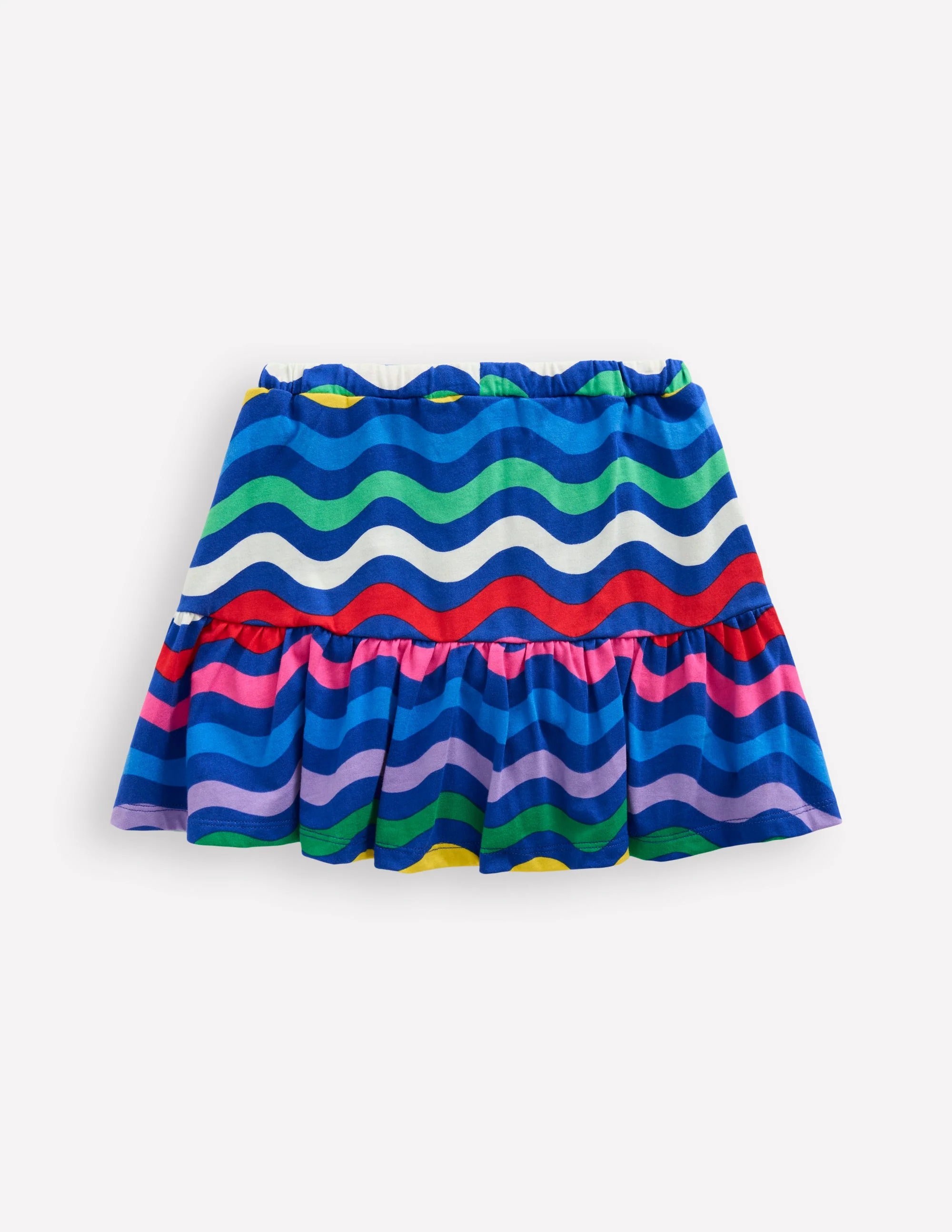 Gestufter Jersey-Skort-Leuchtendes Blau Wellen Streifen - Image 2