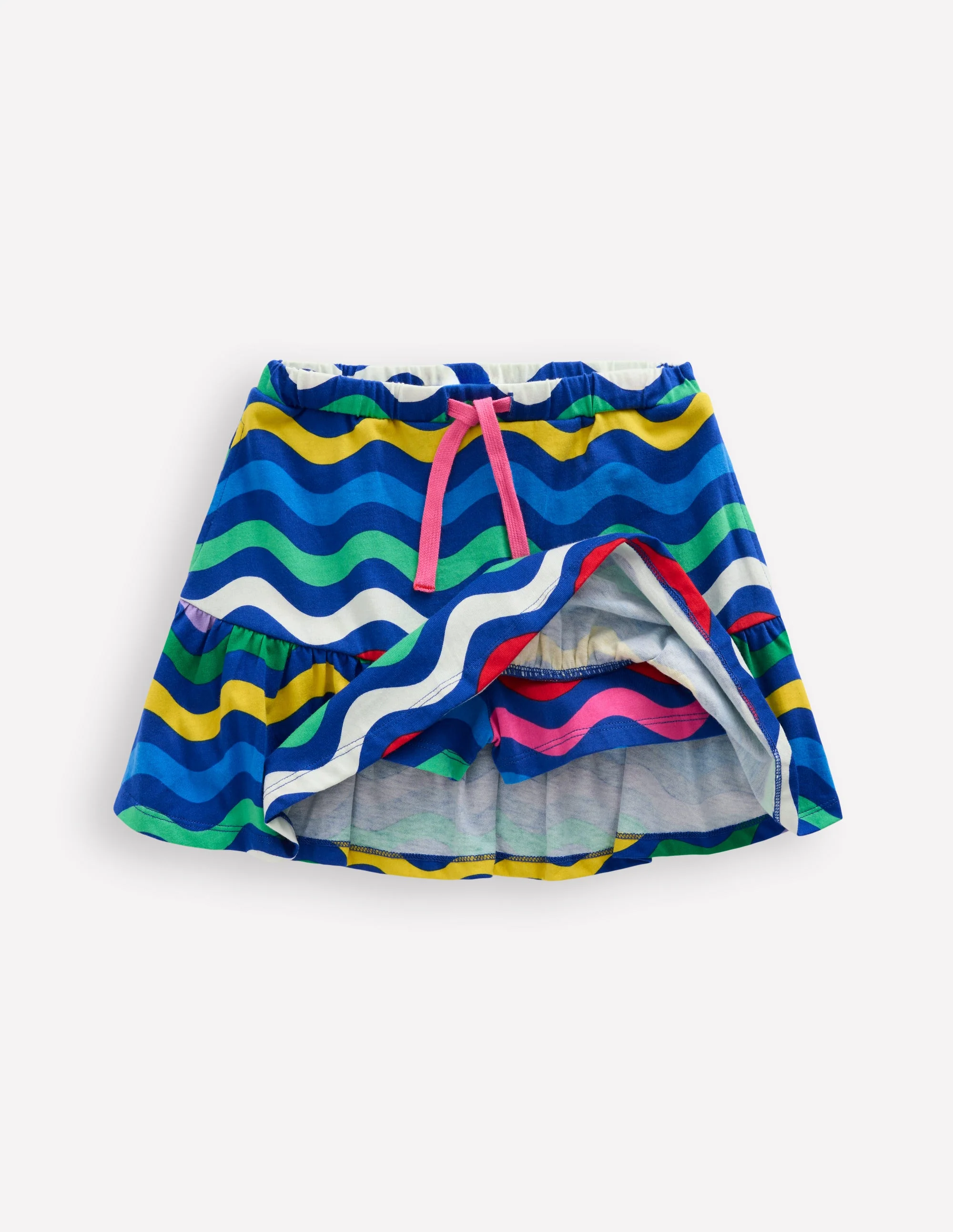 Gestufter Jersey-Skort-Leuchtendes Blau Wellen Streifen - Image 4