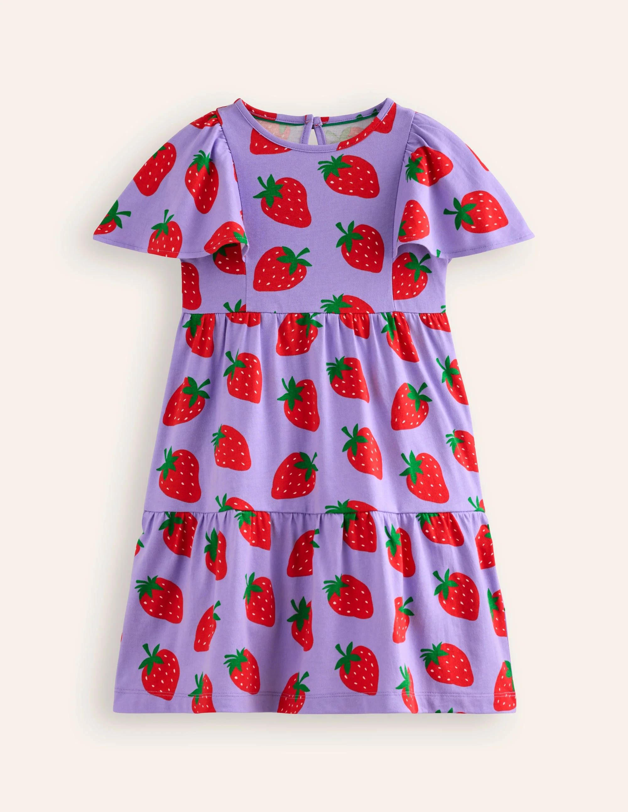 Gestuftes Jersey-Flatterkleid-Parma-Violett Erdbeeren