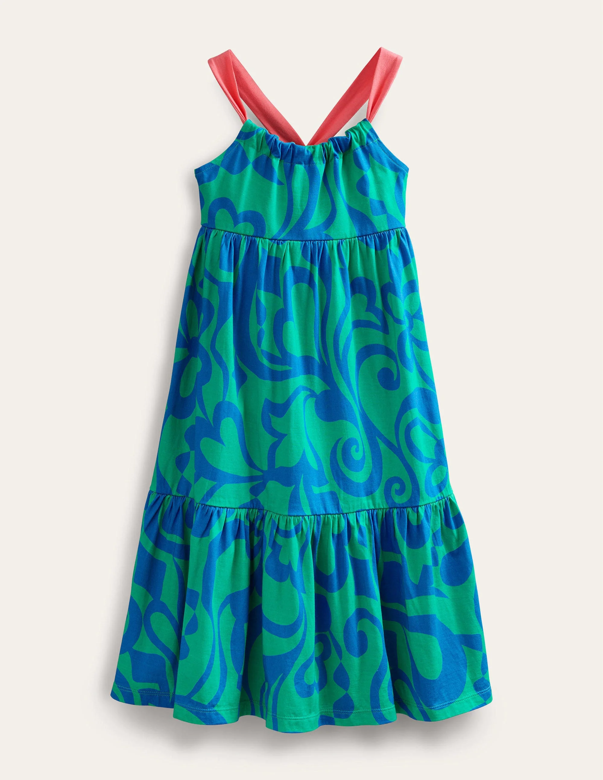 Gestuftes Jersey-Midikleid-Tropisches Grün