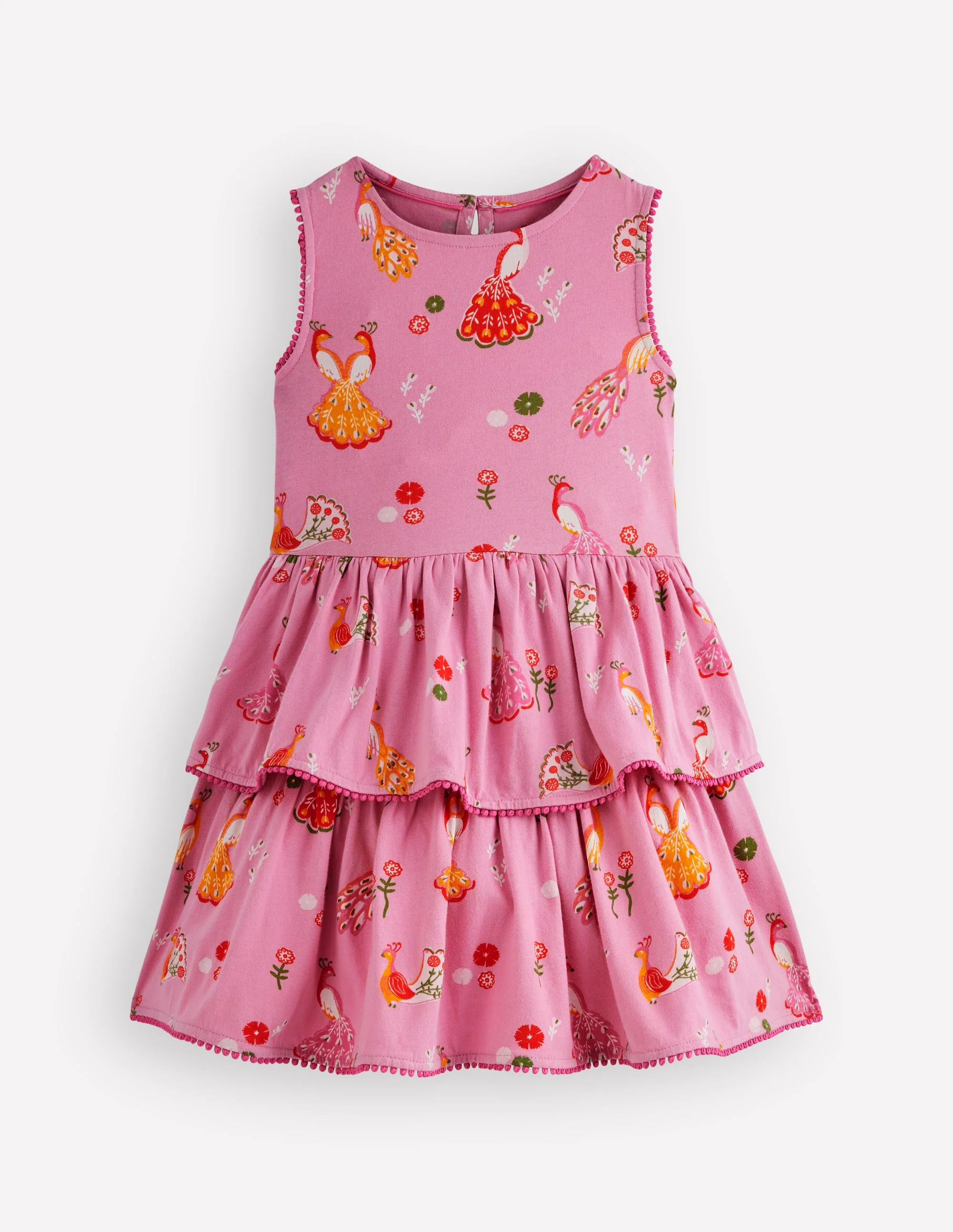 Gestuftes Jersey-Sommerkleid-Pfau