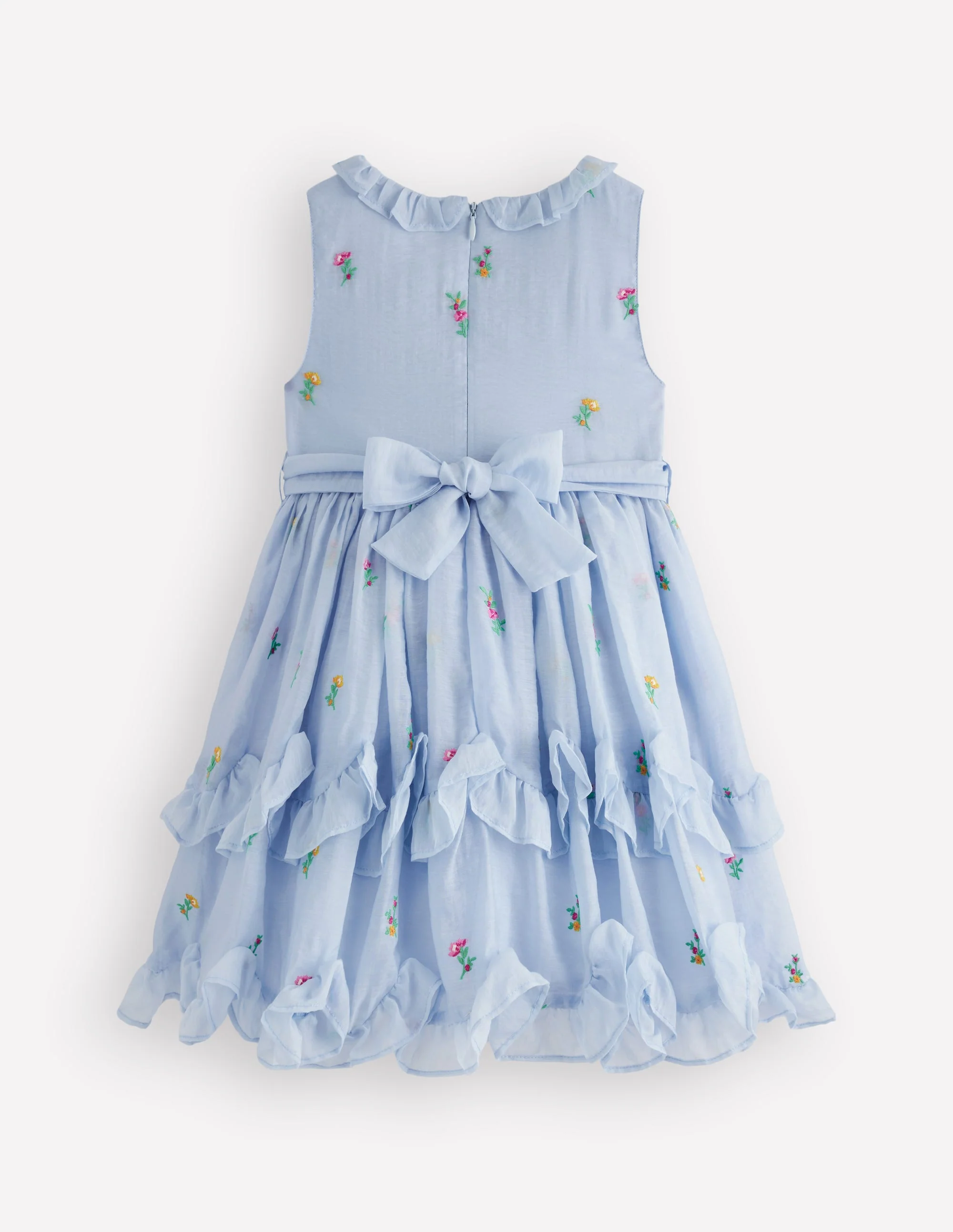 Gestuftes Kleid mit Rüschen für besondere Anlässe-Nebelblau - Image 2
