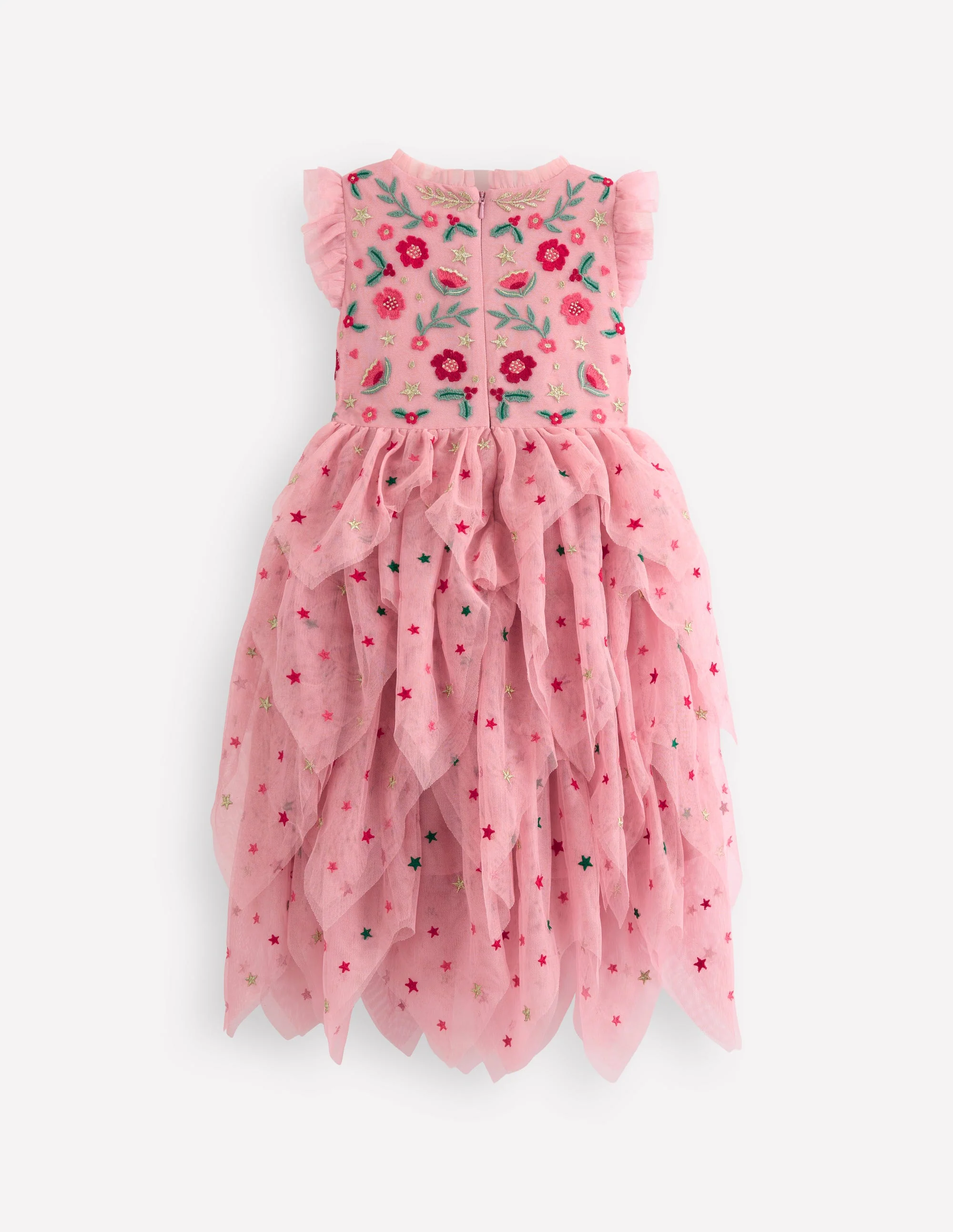 Gestuftes Partykleid aus Tüll-Vintage-Rosa Stickerei - Image 2