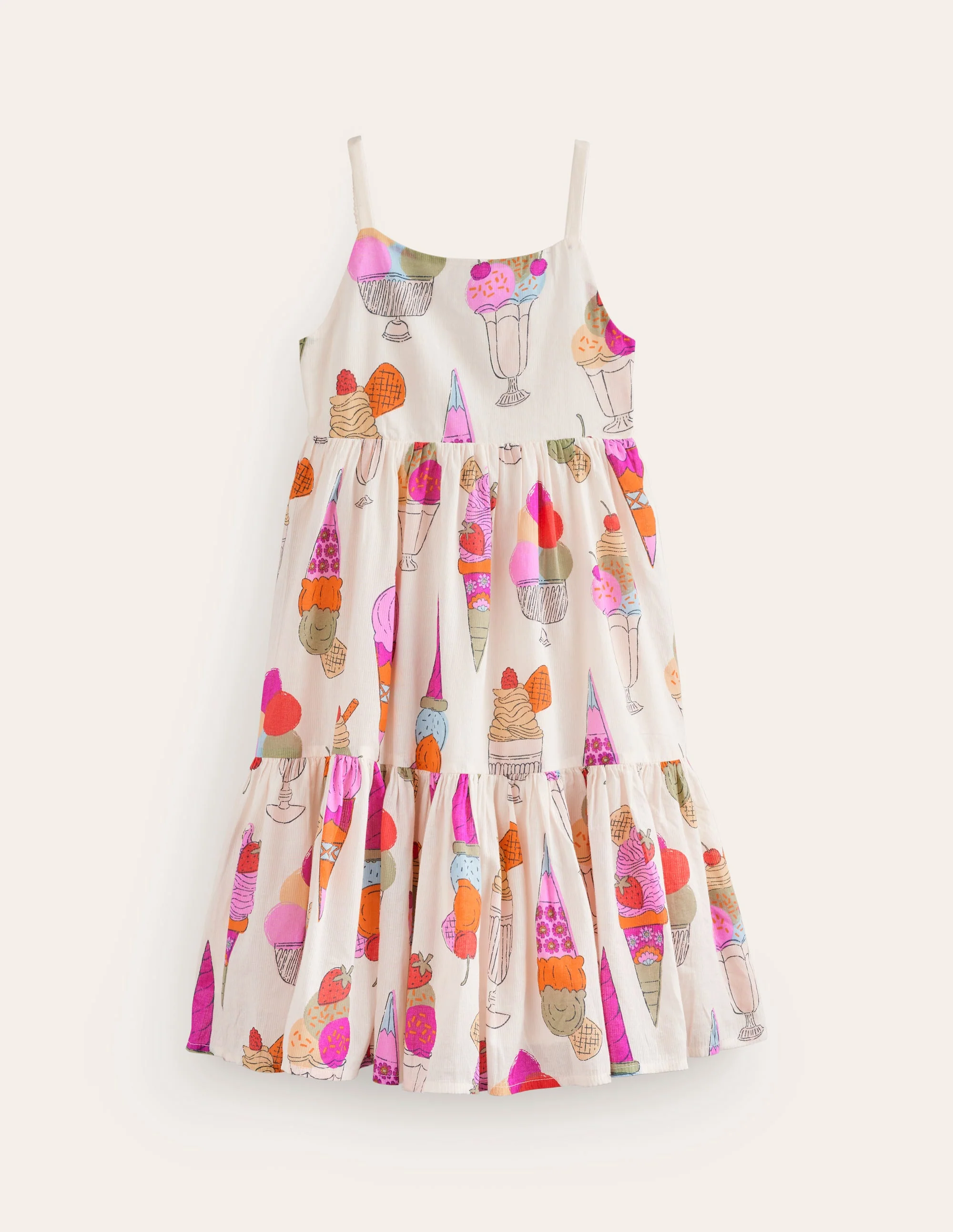 Gestuftes Sommerkleid zum Herumwirbeln-Naturweiß Eiscreme