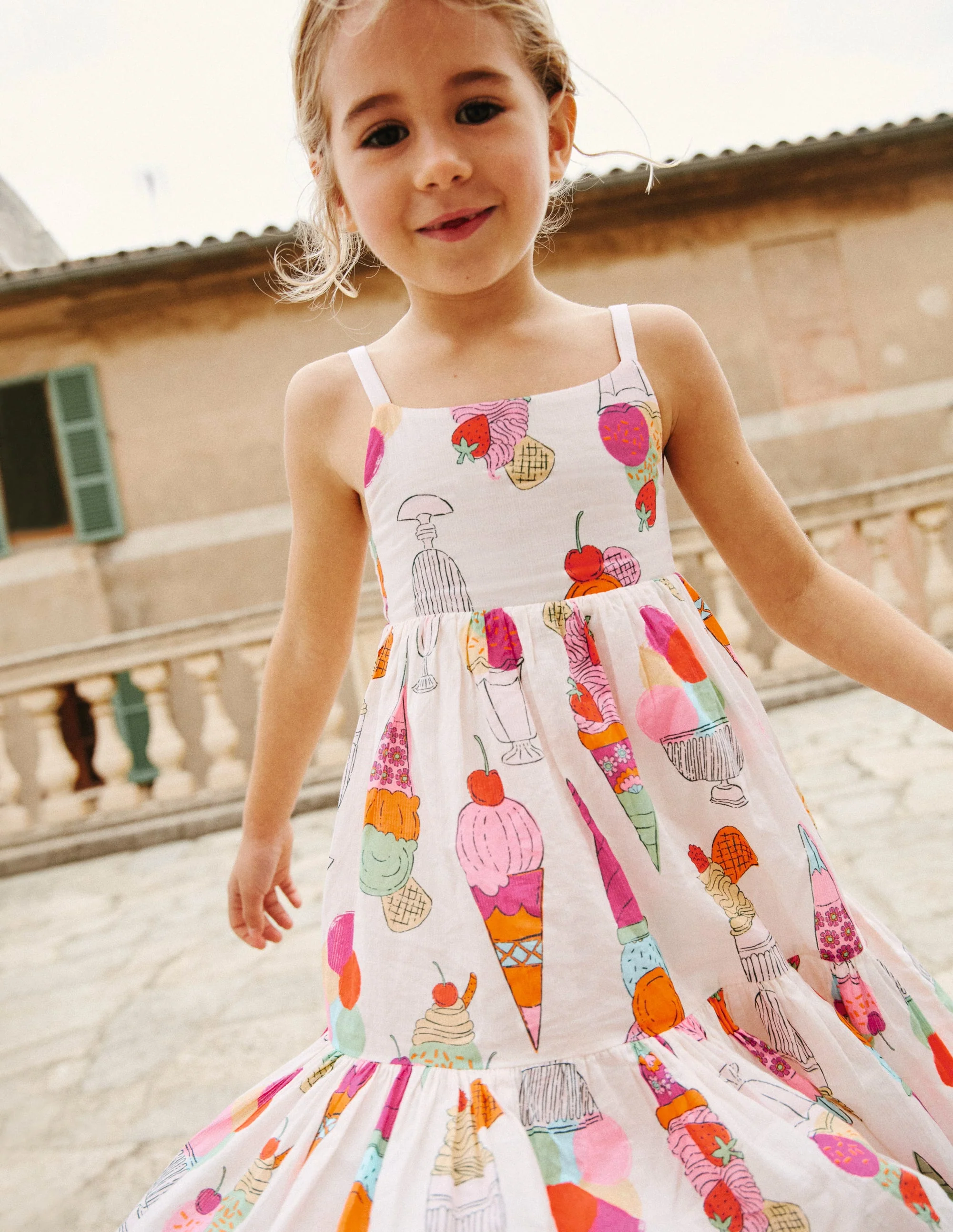 Gestuftes Sommerkleid zum Herumwirbeln-Naturweiß Eiscreme - Image 4