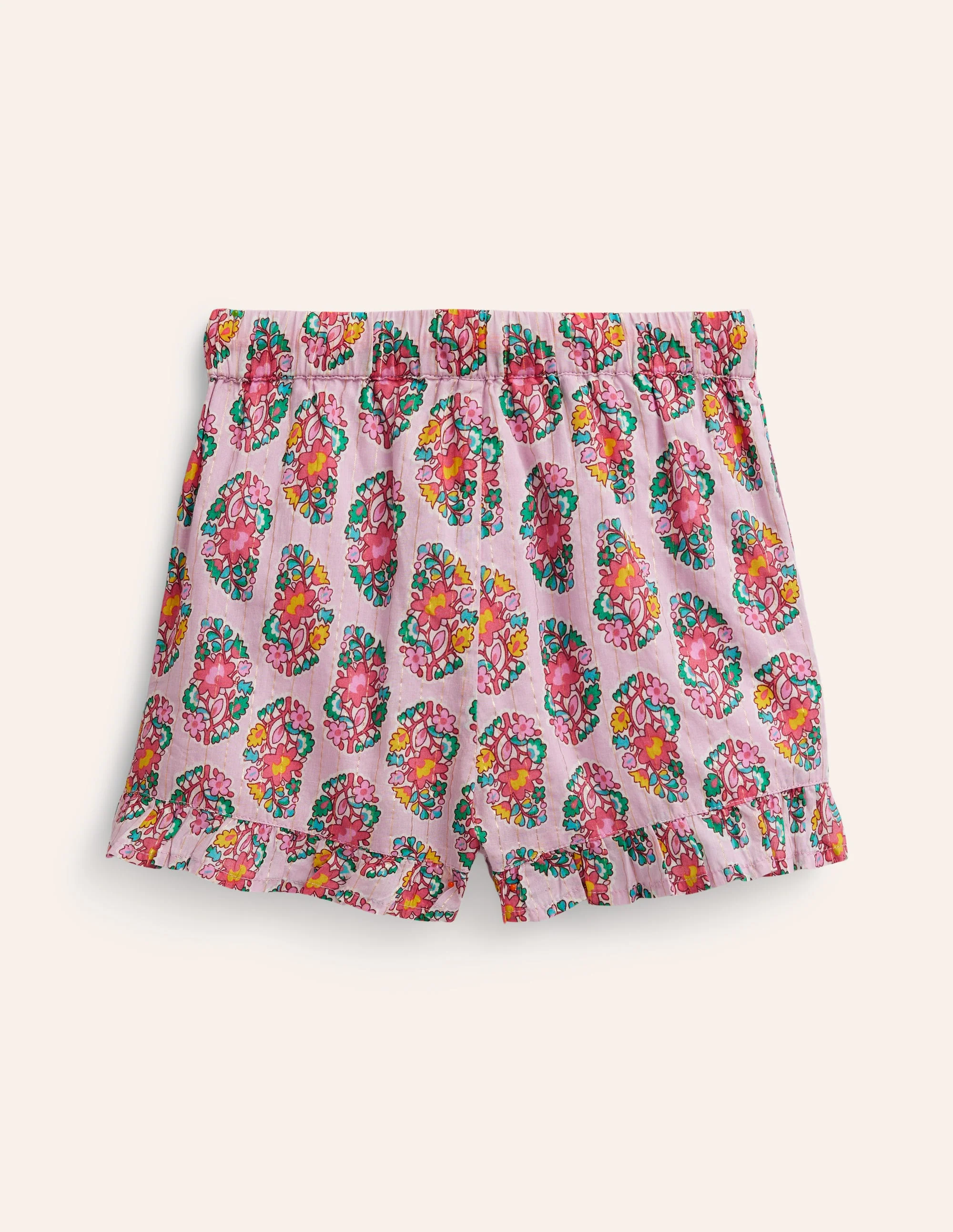 Gewebte Shorts mit Rüschensaum-Zuckermandel-Rosa Paisleymuster - Image 2