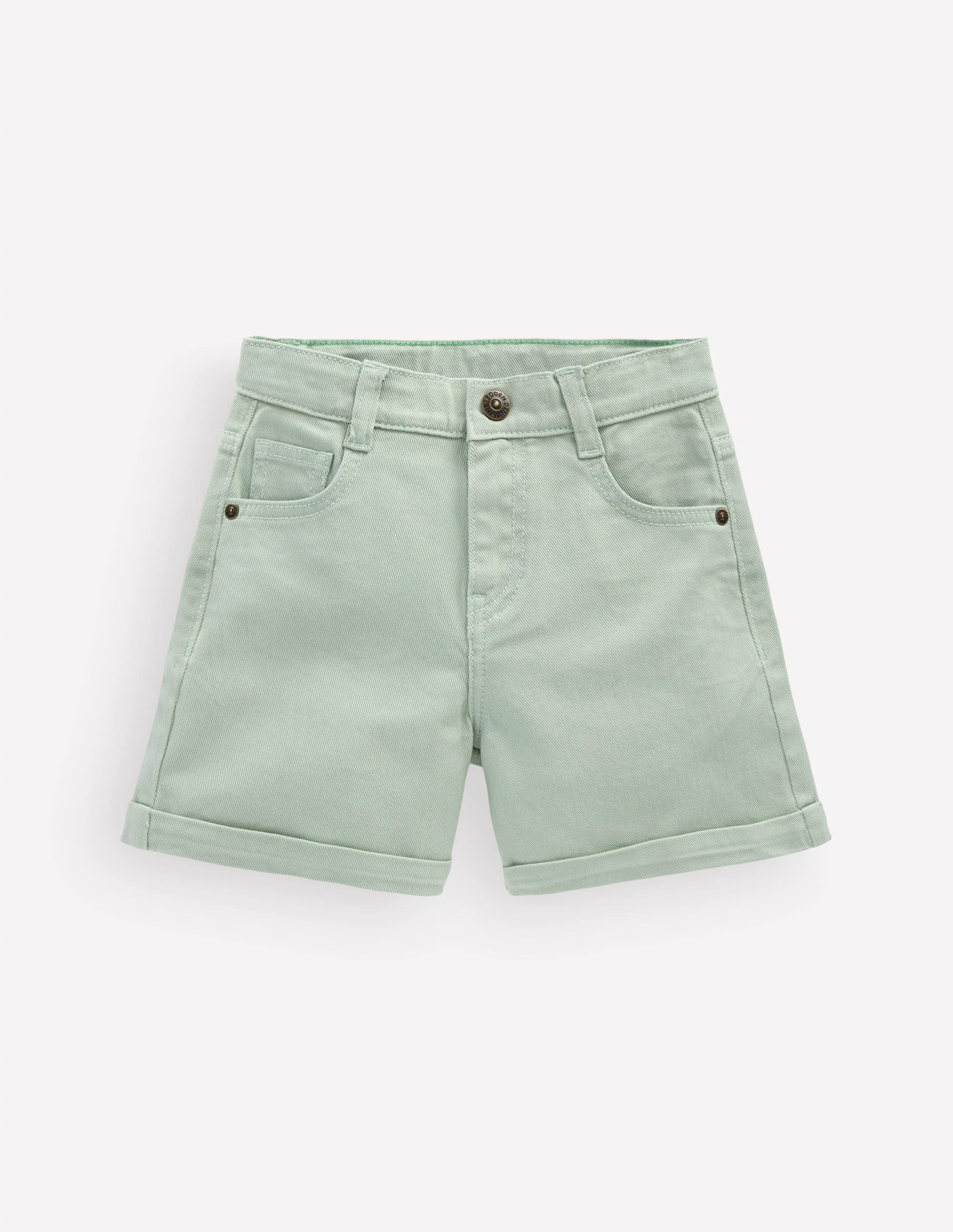 Gewebte Shorts mit Umschlag-Blassgrün