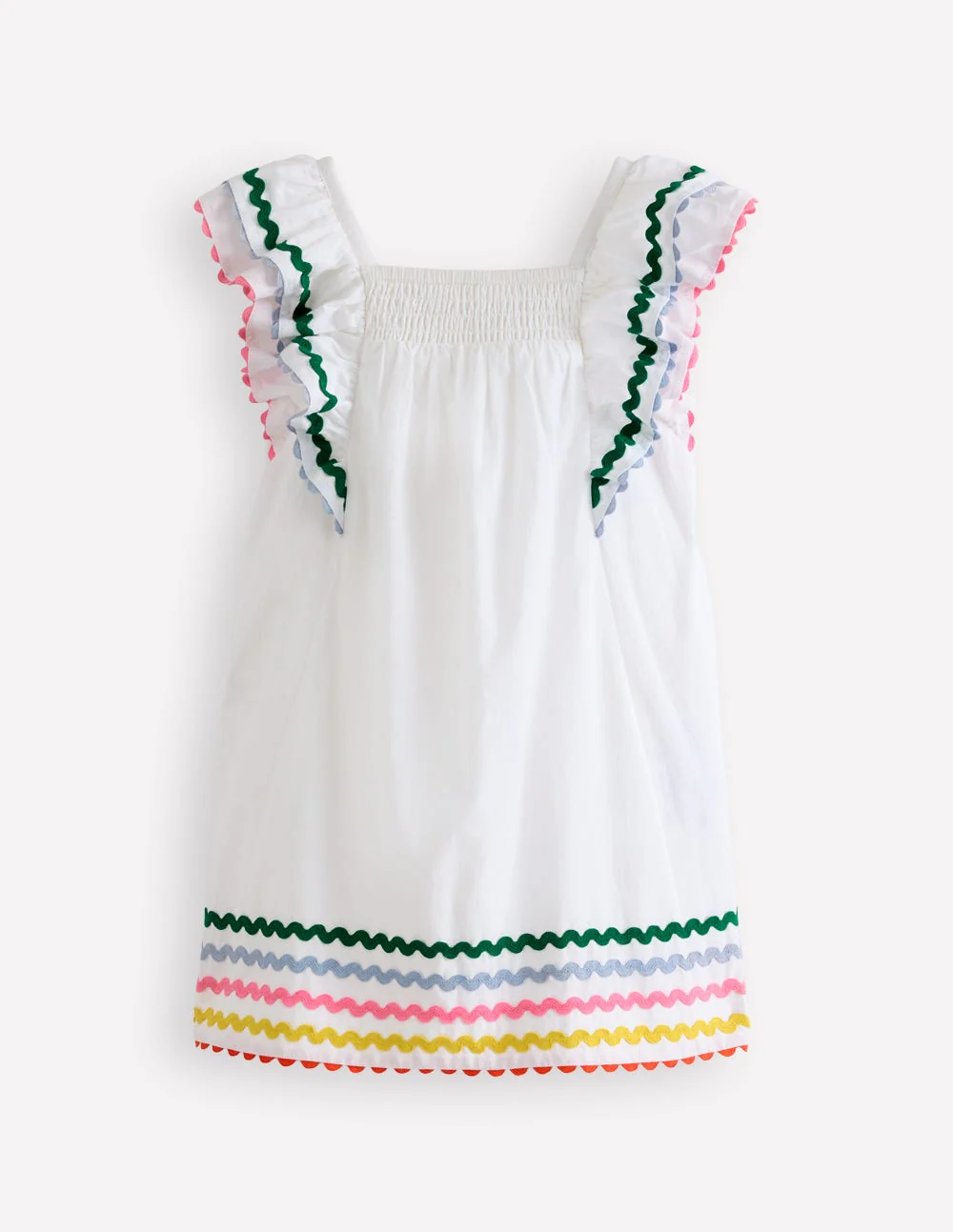 Gewebtes Kleid mit Flatterärmeln-Sanftes Naturweiß