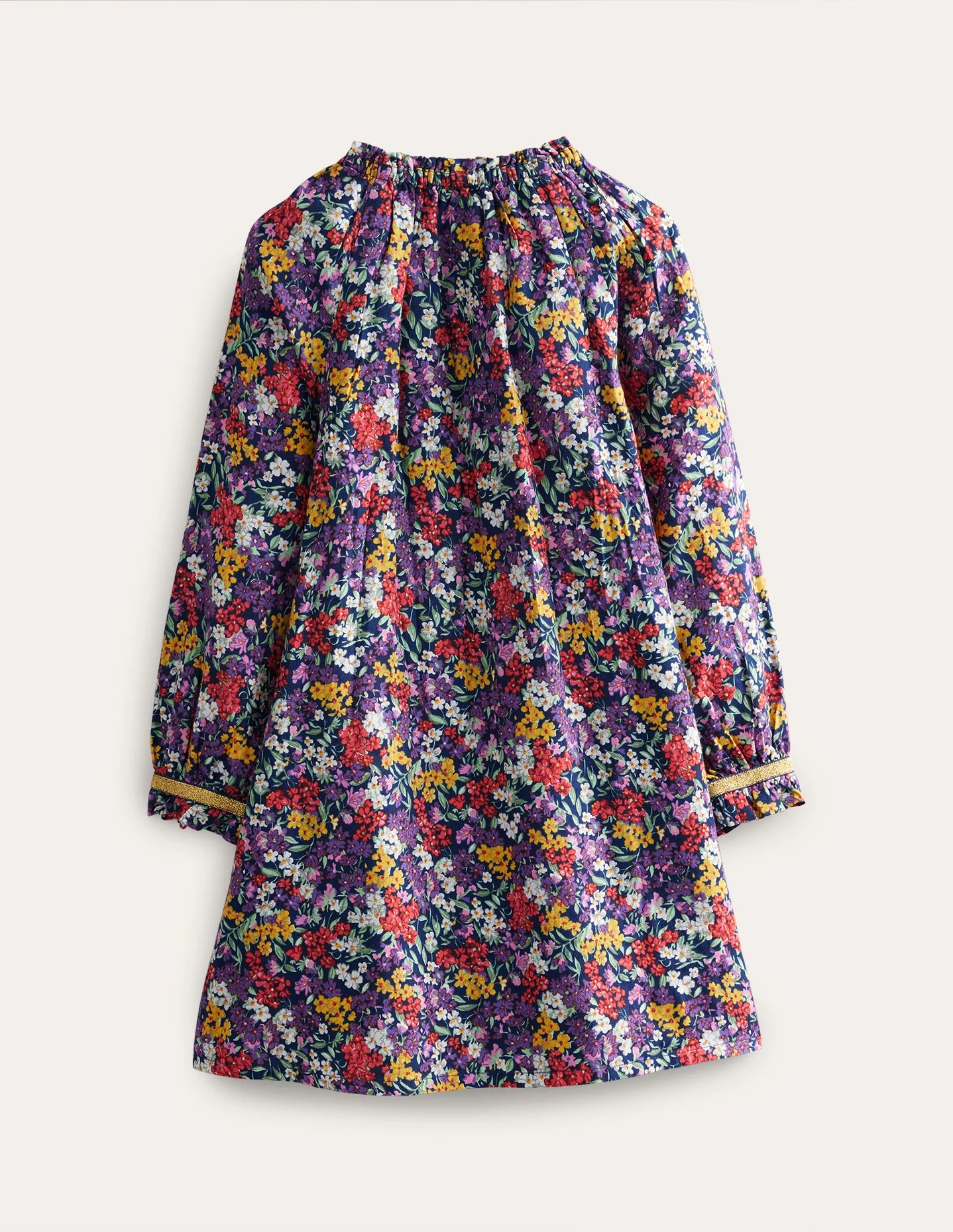 Gewebtes Kleid mit gerafftem Kragen-Bunt Blume - Image 2