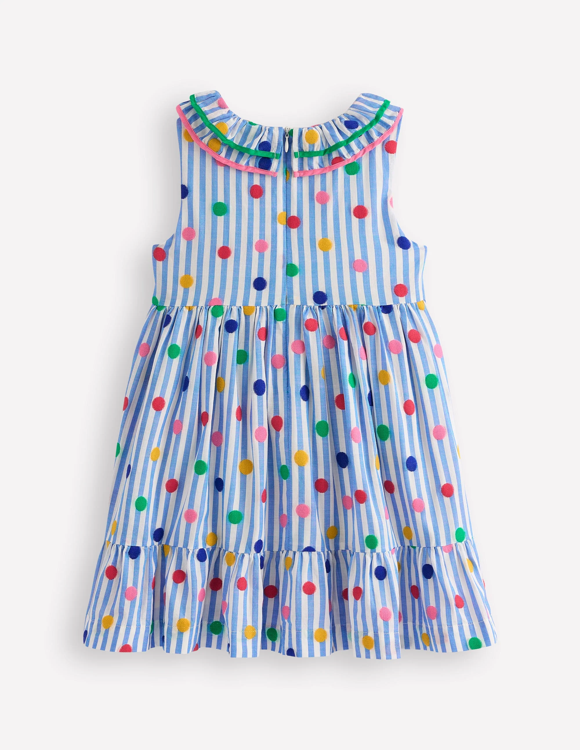 Gewebtes Kleid mit Rüschenausschnitt-Pfauenfederblau Punkte - Image 2