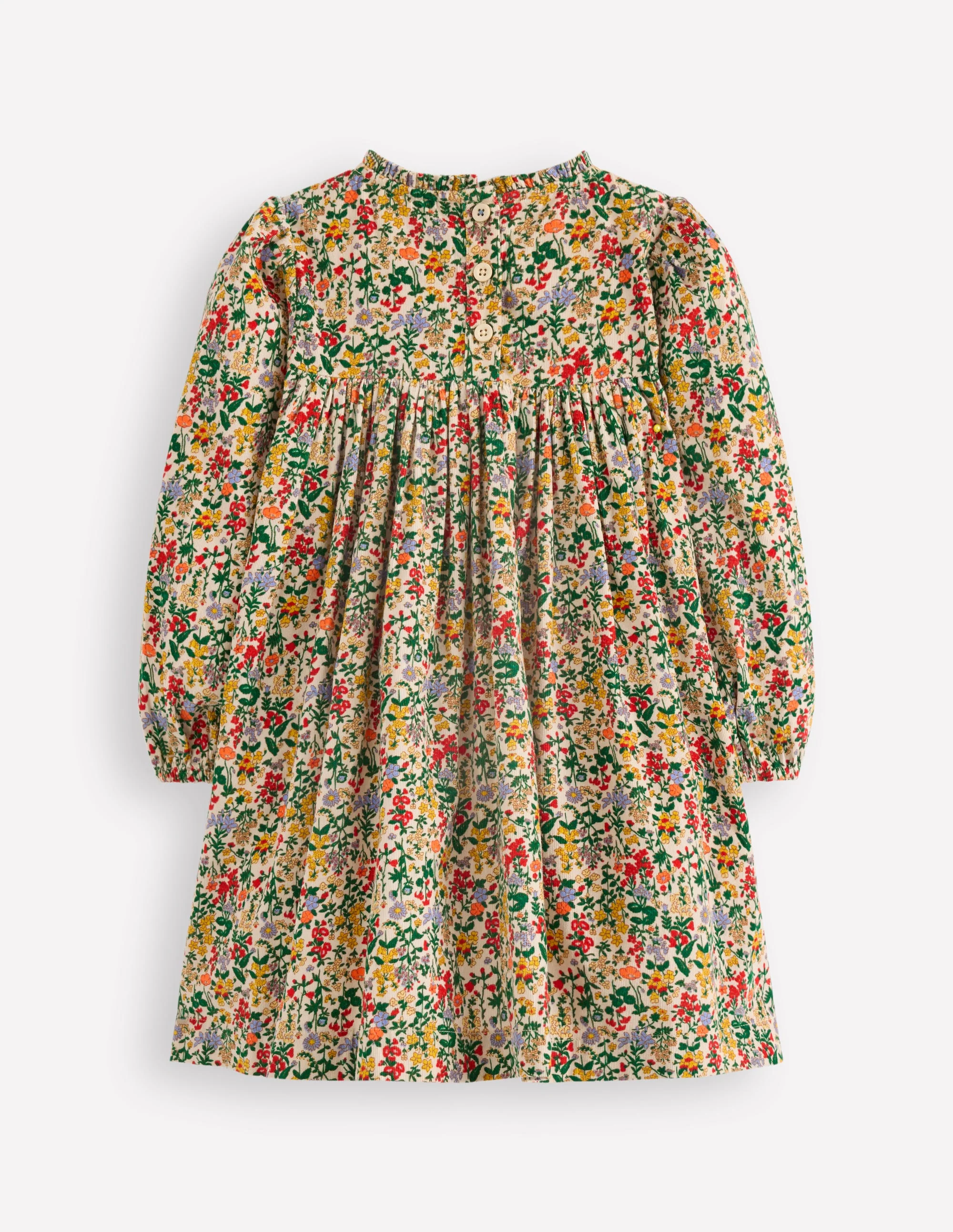 Gewebtes Kleid mit Rüschenausschnitt-Sanftes Naturweiß Blumenwiese - Image 2