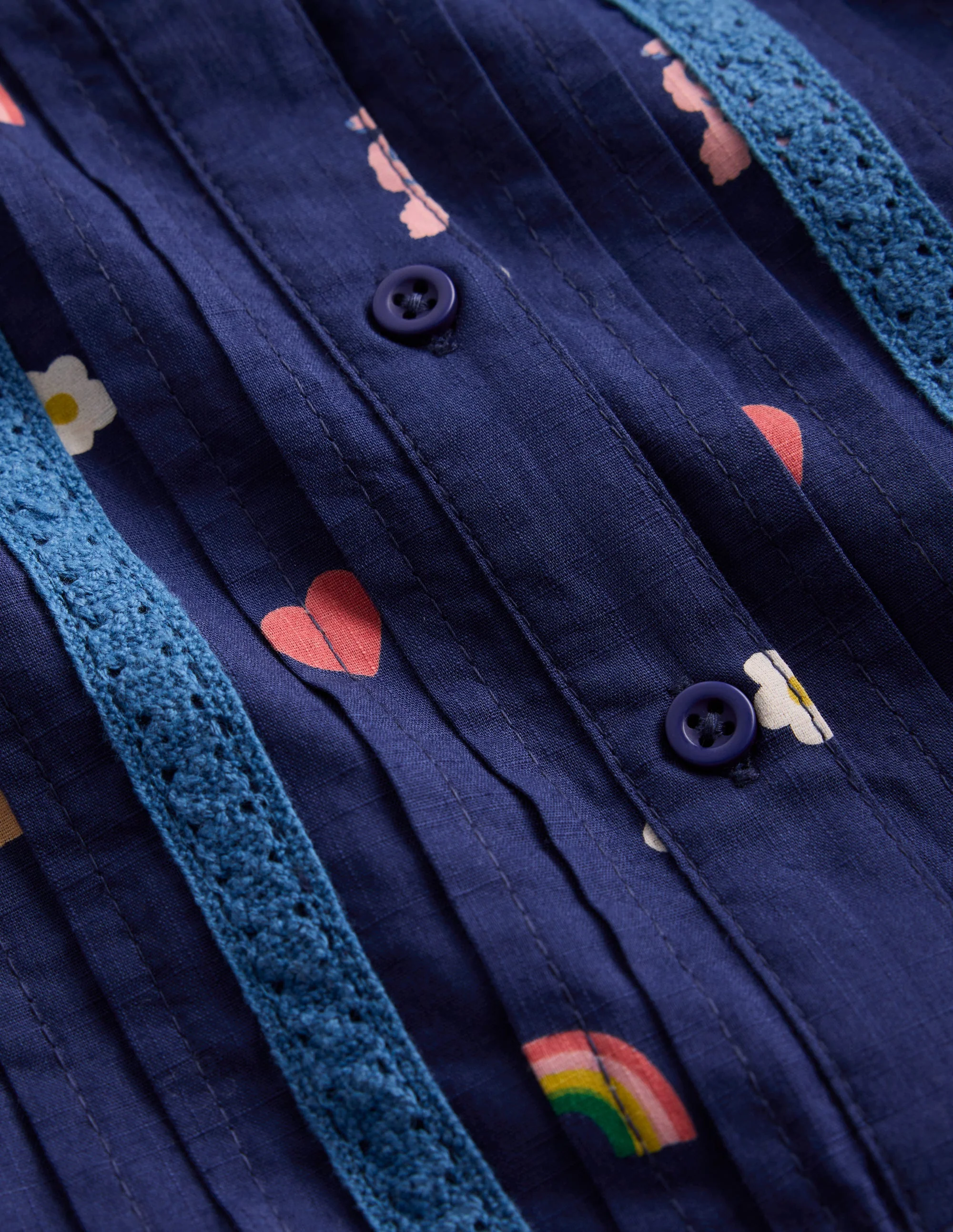 Gewebtes Kleid mit Spitzendetail-Steuerbordblau Paris - Image 3